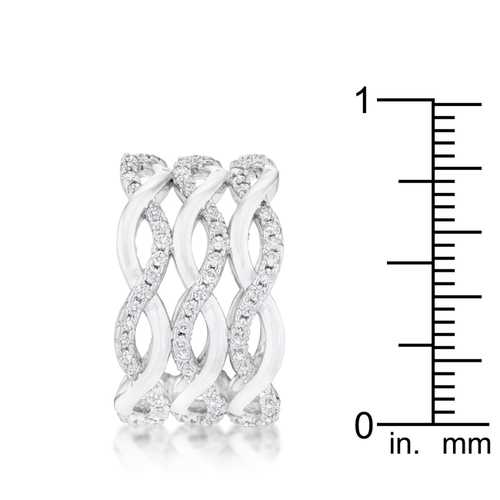 0.88ct Cubic Zirconia Rhodium Plated Twist Wide Cocktail Ring for Women - Elegant Statement Jewelry for Parties, Weddings & Special Occasions