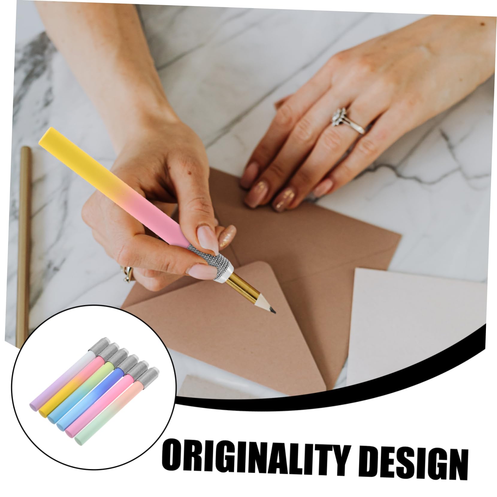 DIYEAH 6pcs Metal Copper Pencil Extender Pens for Wax Office Supplies Pencils - School, Art, Drawing & Crafting Essential Tool