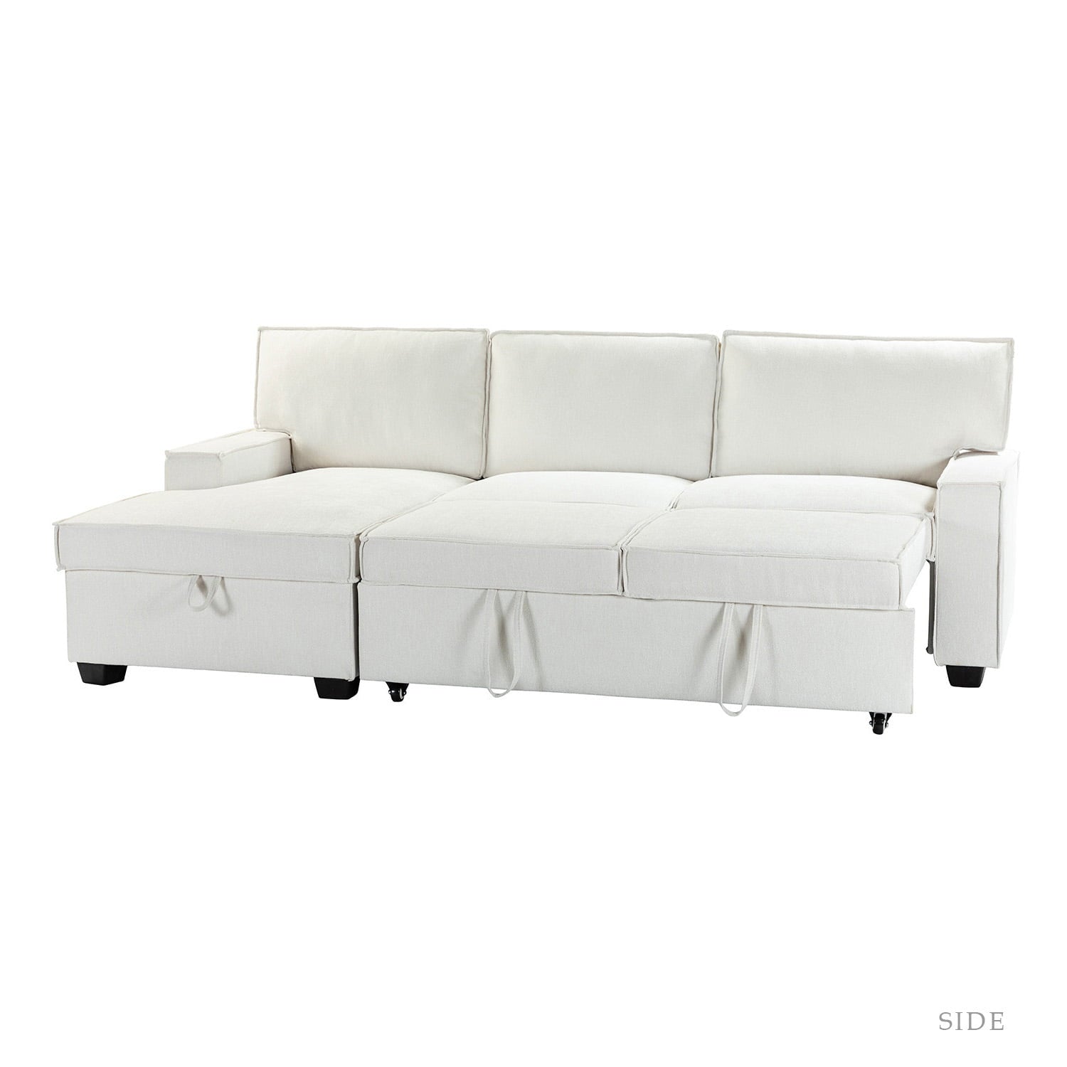 Sendera Upholstered Pull Out Sleeper Sofa & Chaise with Storage (Right) - Convertible Sectional Couch for Small Spaces - Perfect for Guest Room, Living Room & Studio Apartments