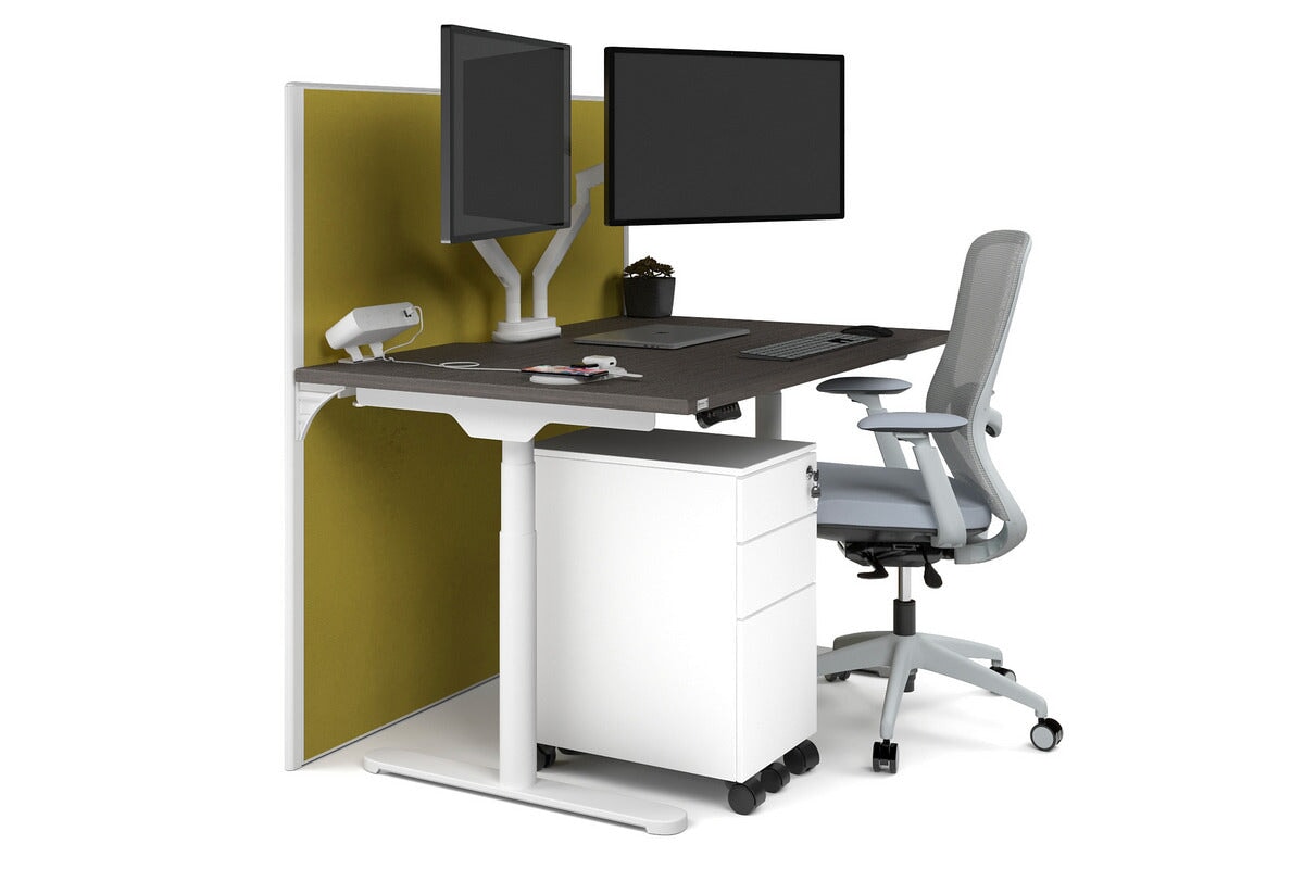 Flexi Premium Height Adjustable Single Workstation Desk - 1200L x 800W with Cable Management Scallop | Ergonomic Standing Desk for Home Office & Workspace