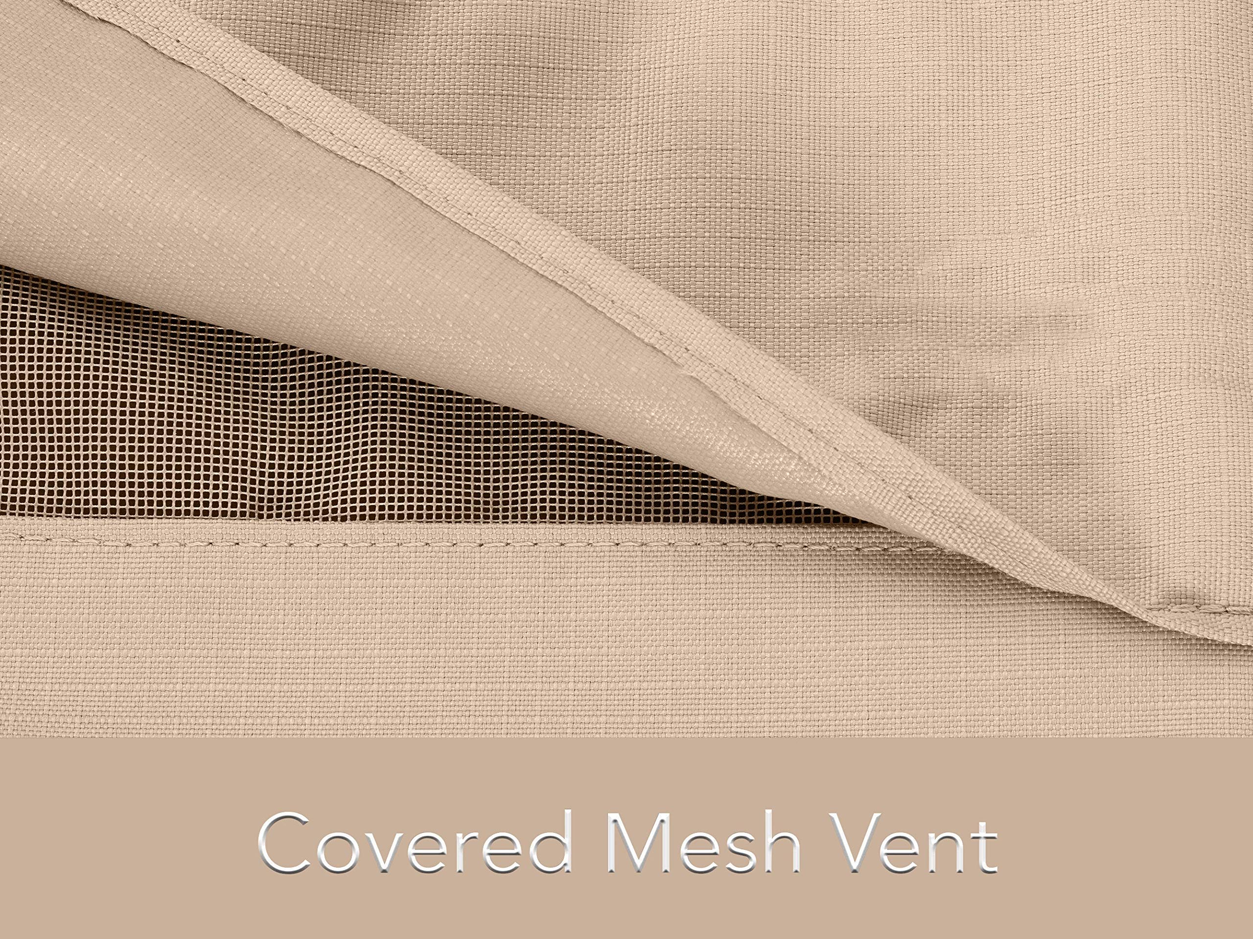 Heavy-Duty Square Dining Table and Chair Cover Set - 66x66x30 Inches Weatherproof Polyester with Drawcord Hem, Ripstop Tan - Perfect for Outdoor Patio, Garden, and Poolside Furniture Protection