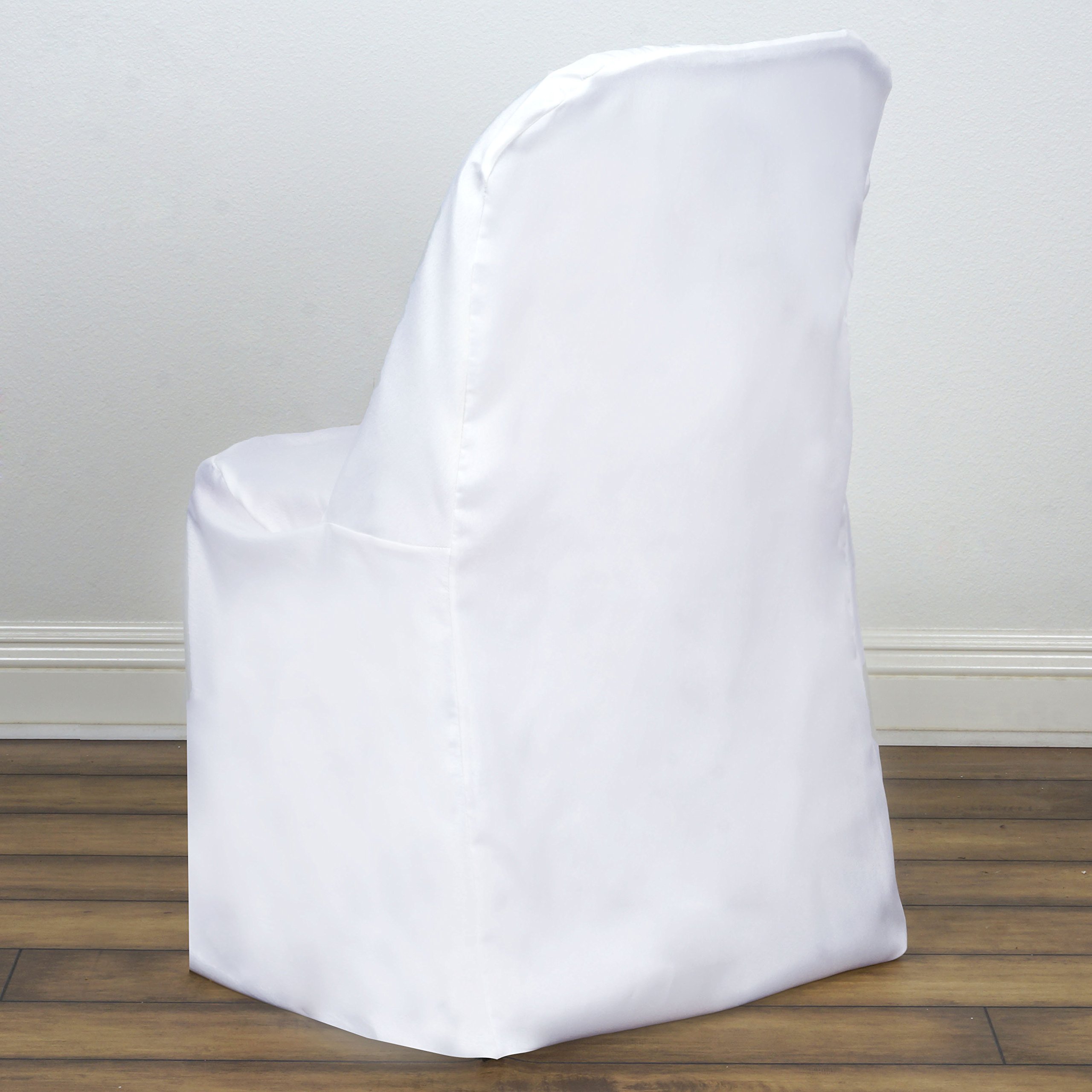 6-Pack White Folding Chair Slipcovers - Washable Polyester Seat Protectors for Dining, Party & Wedding - Removable Chair Covers for Indoor/Outdoor Events