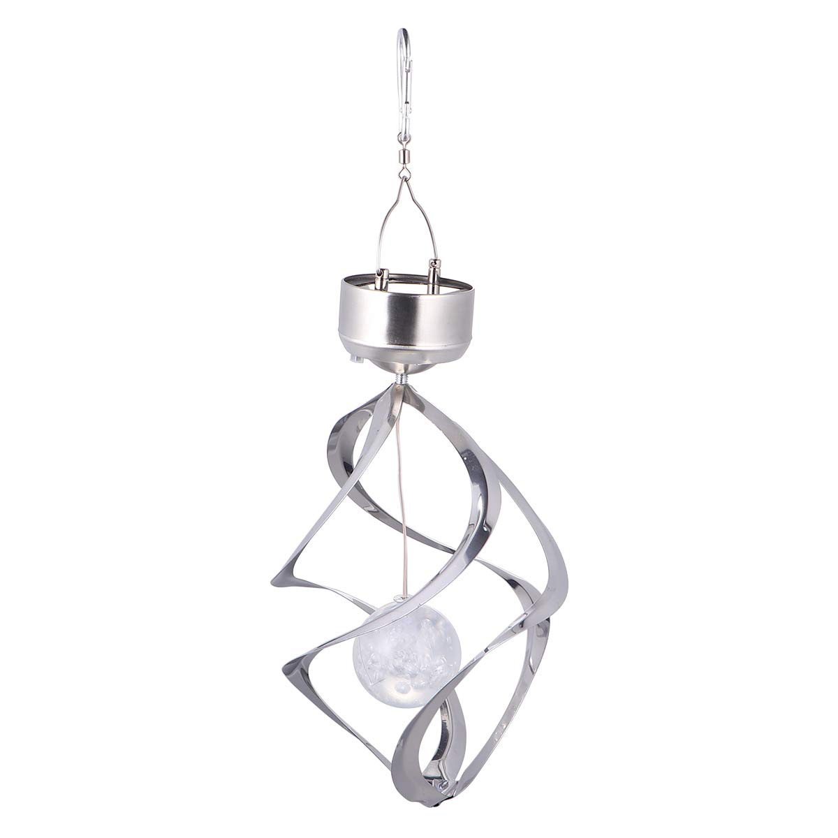 DOITOOL 2 Pack Solar LED Patio Lights - Waterproof Spiral Wind Chimes with 8 Warm White LEDs for Garden, Yard, Deck, Porch Decor - Outdoor Solar Powered Lighting for Parties, Weddings & Backyard Ambiance