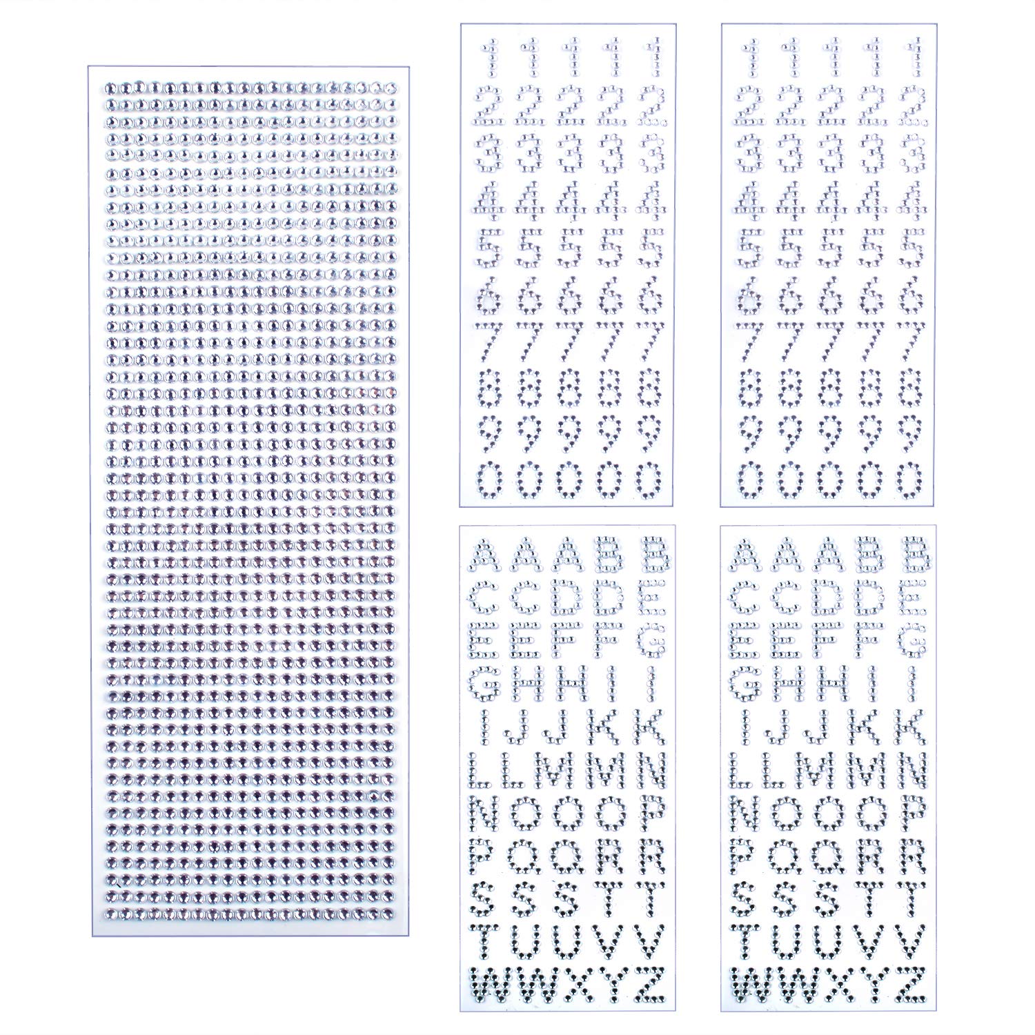 Aylifu Self-Adhesive Rhinestone Stickers - 5 Sheets Glitter Alphabet Letter & Number Stickers with Crystal Gems Border for Graduation Cap Decoration, DIY Crafts, Scrapbooking, and Home Decor