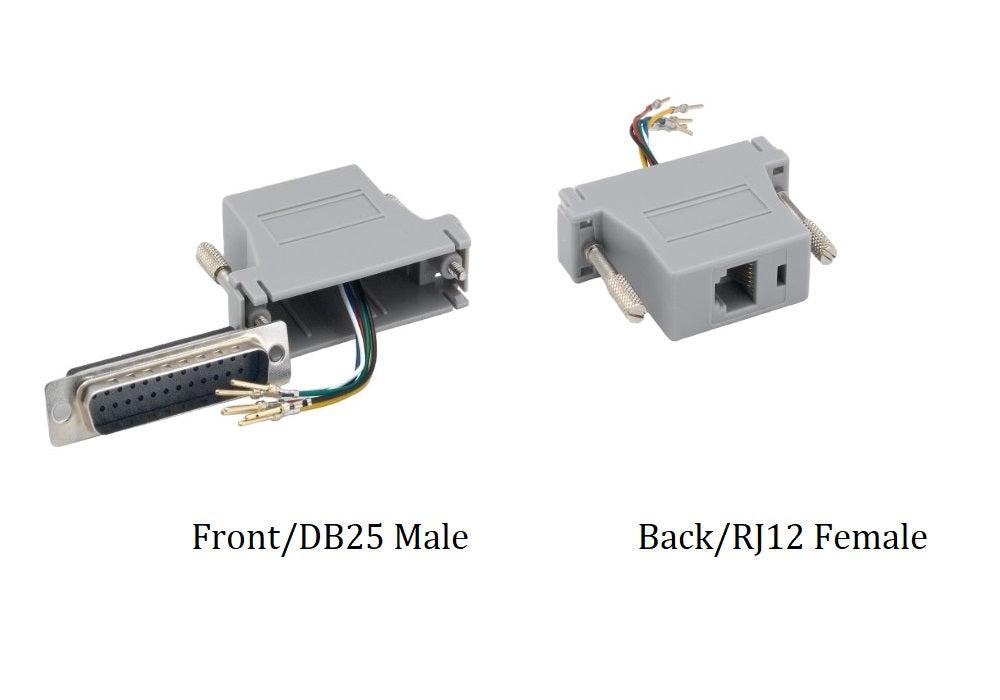 DB25 Male to RJ12 (6P6C) Female Modular Adapter - Gray (10 Pack) - Ideal for Networking, Telecom & Data Center Connectivity