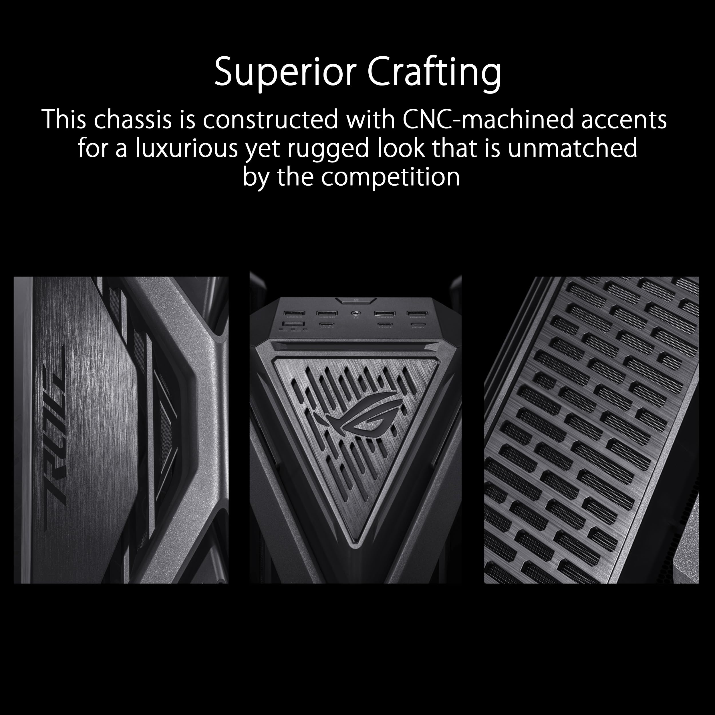 ROG Hyperion GR701 BTF Edition E-ATX Gaming PC Case with BTF Connectors - Supports 420mm Radiators, Includes 4x 140mm Fans & ARGB Fan Hub, 60W Fast Charging - Perfect for High-End Gaming Rigs & Custom Water Cooling Builds