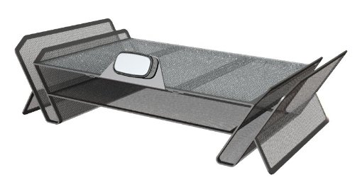 Allsop DeskTek Series Monitor Stand with Shelf & File Storage - Clingo Phone Holder (30645), Gray - Ergonomic Workspace Organizer for Home & Office Desks