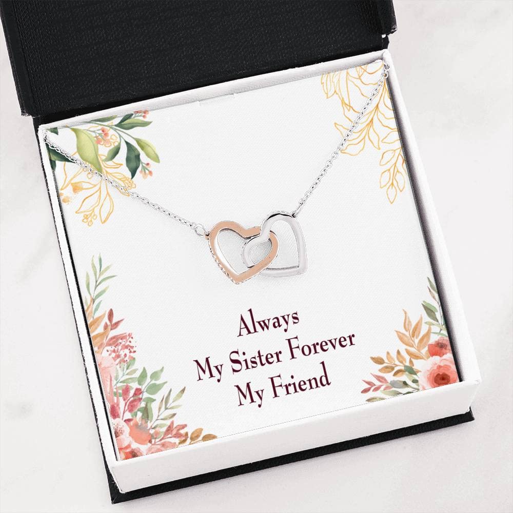 My Sister Forever Inseparable Love Pendant - 18k Rose Gold Necklace with 16