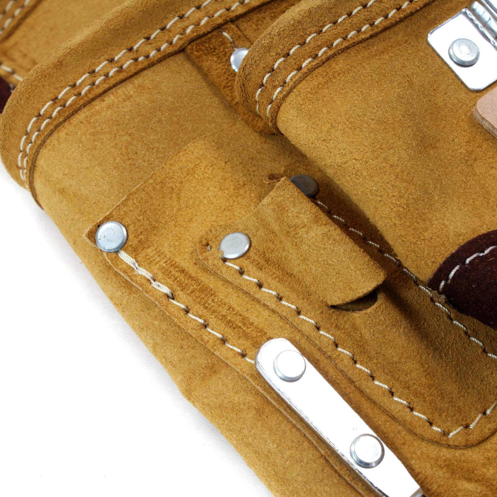 10-Pocket Suede Leather Tool Pouch - Heavy Duty Hammer Drill Tool Bag for Construction, DIY & Home Improvement Projects
