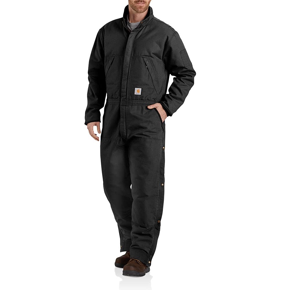 Carhartt Men's Loose Fit Washed Duck Insulated Coverall - Heavy Duty Workwear for Construction, Farming & Outdoor Jobs - Winter Work Coveralls with Insulation