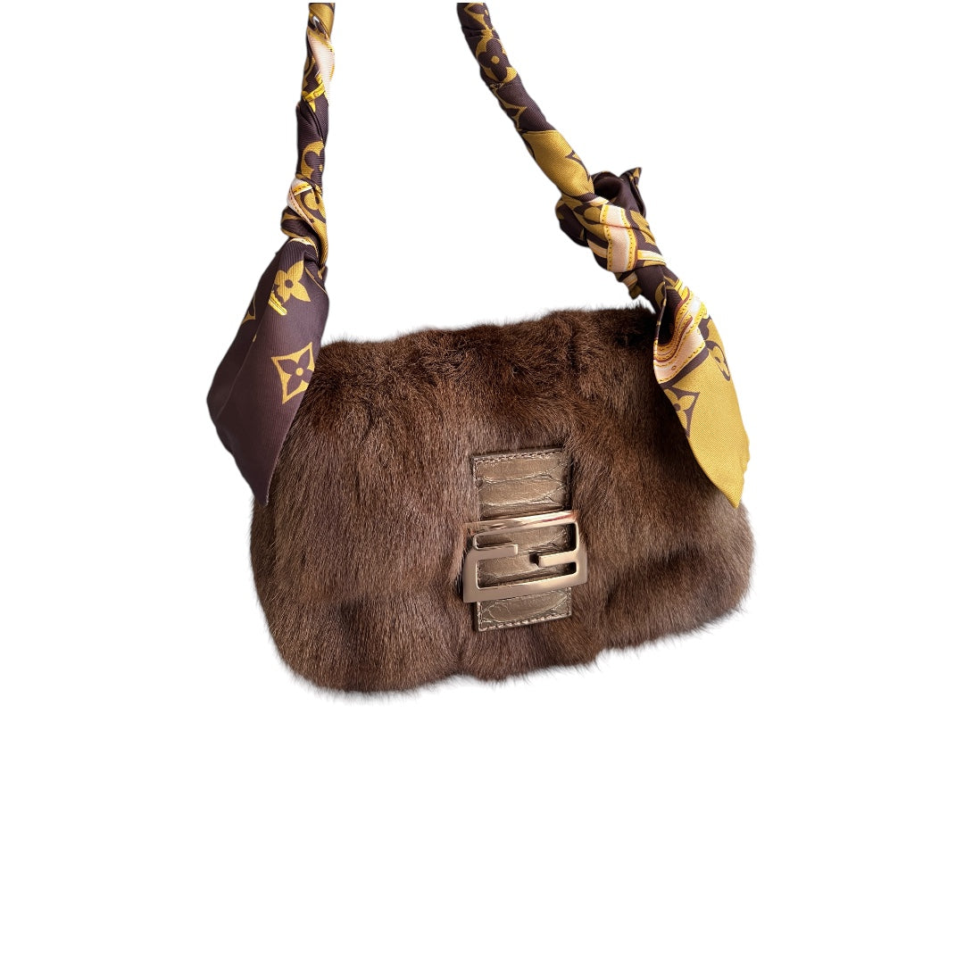 Vintage Fendi Mini Mamma Baguette Bag in Squirrel Fur - Authentic Pre-Owned Designer Handbag for Women | Perfect for Evening Parties, Date Nights & Luxury Fashion Collectors