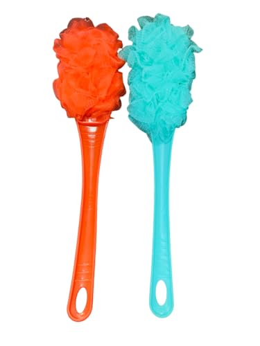 Exfoliating Loofah Brush with Handle for Shower & Bath - 2 Pack Set - Soft Body Scrubber for Smooth Skin - Perfect for Exfoliation & Deep Cleansing at Home or Spa