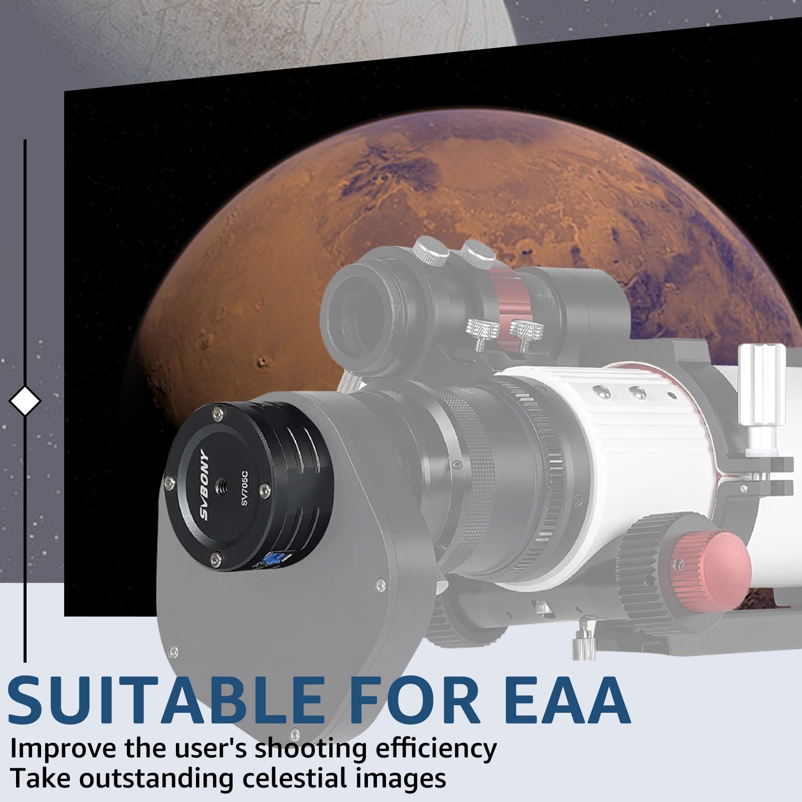SVBONY SV705C IMX585 Sensor Astronomy Camera - USB 3.0 High Resolution Planetary Camera for Moon, Saturn & Deep Sky Astrophotography | Perfect for Stargazing, Celestial Photography & Astronomical Observation