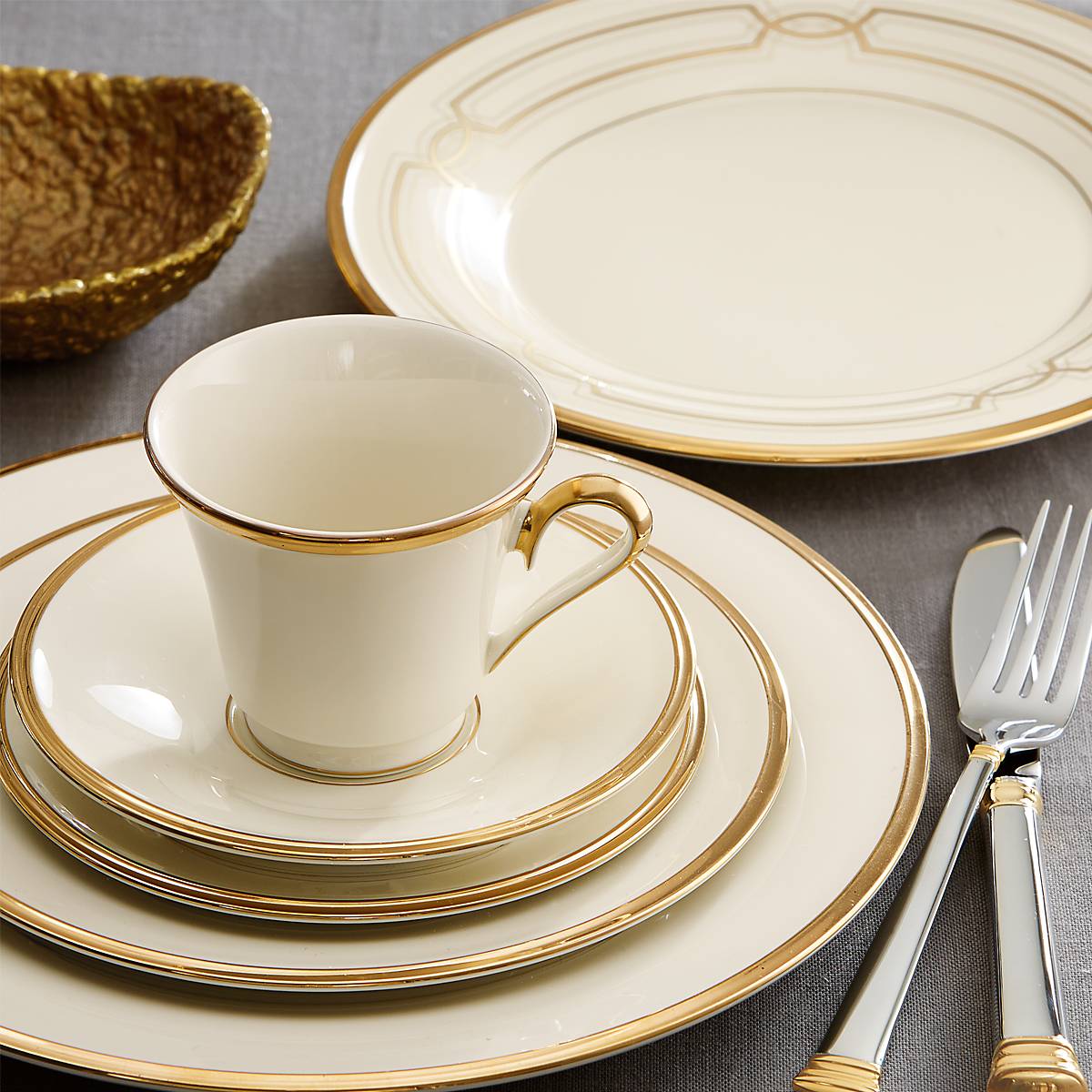 Eternal 5-Piece Dinnerware Set - Elegant Porcelain Plates, Bowls & Cups for Formal Dining, Casual Meals & Entertaining