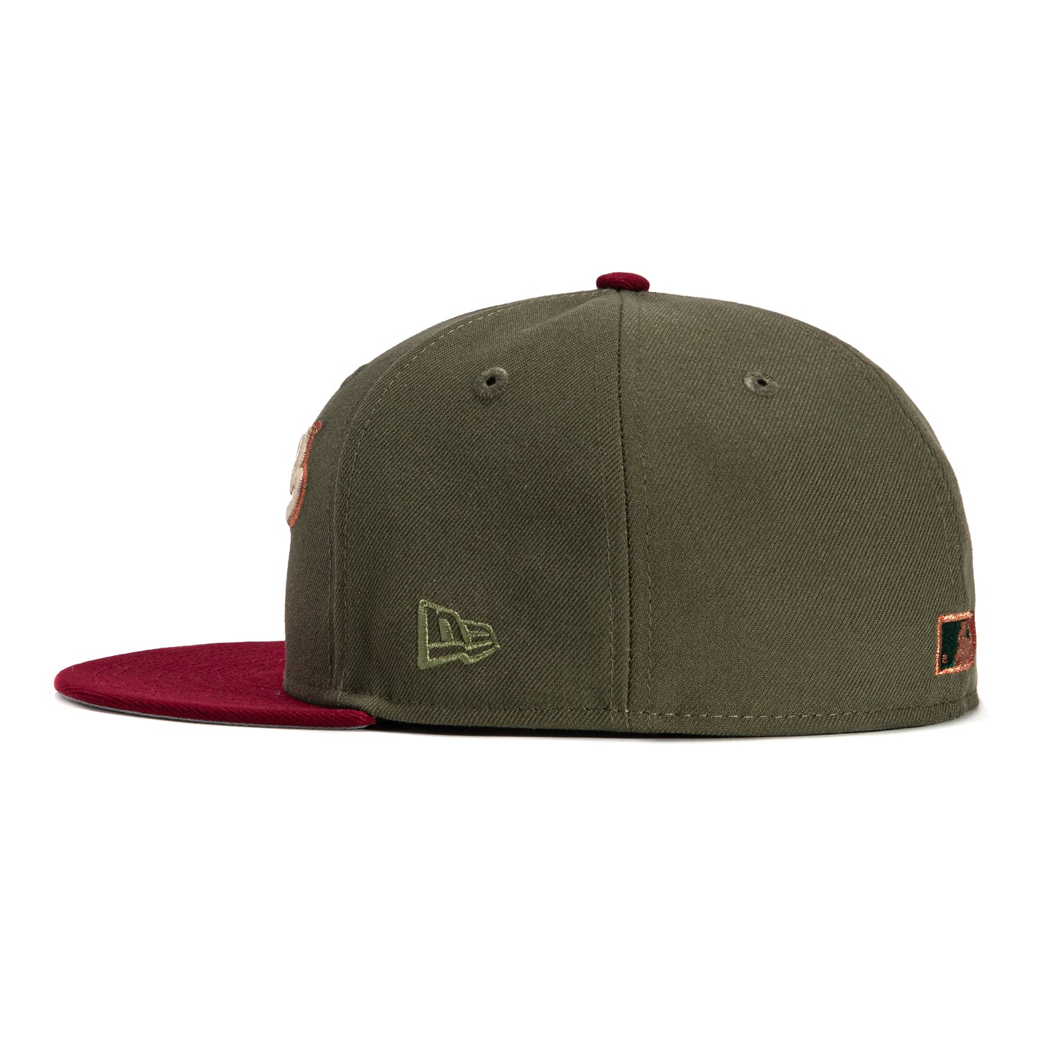 New Era 59Fifty New York Yankees 1923 World Series Patch Script Winter Hat - Olive & Cardinal Colors for Baseball Fans & Cold Weather Fashion