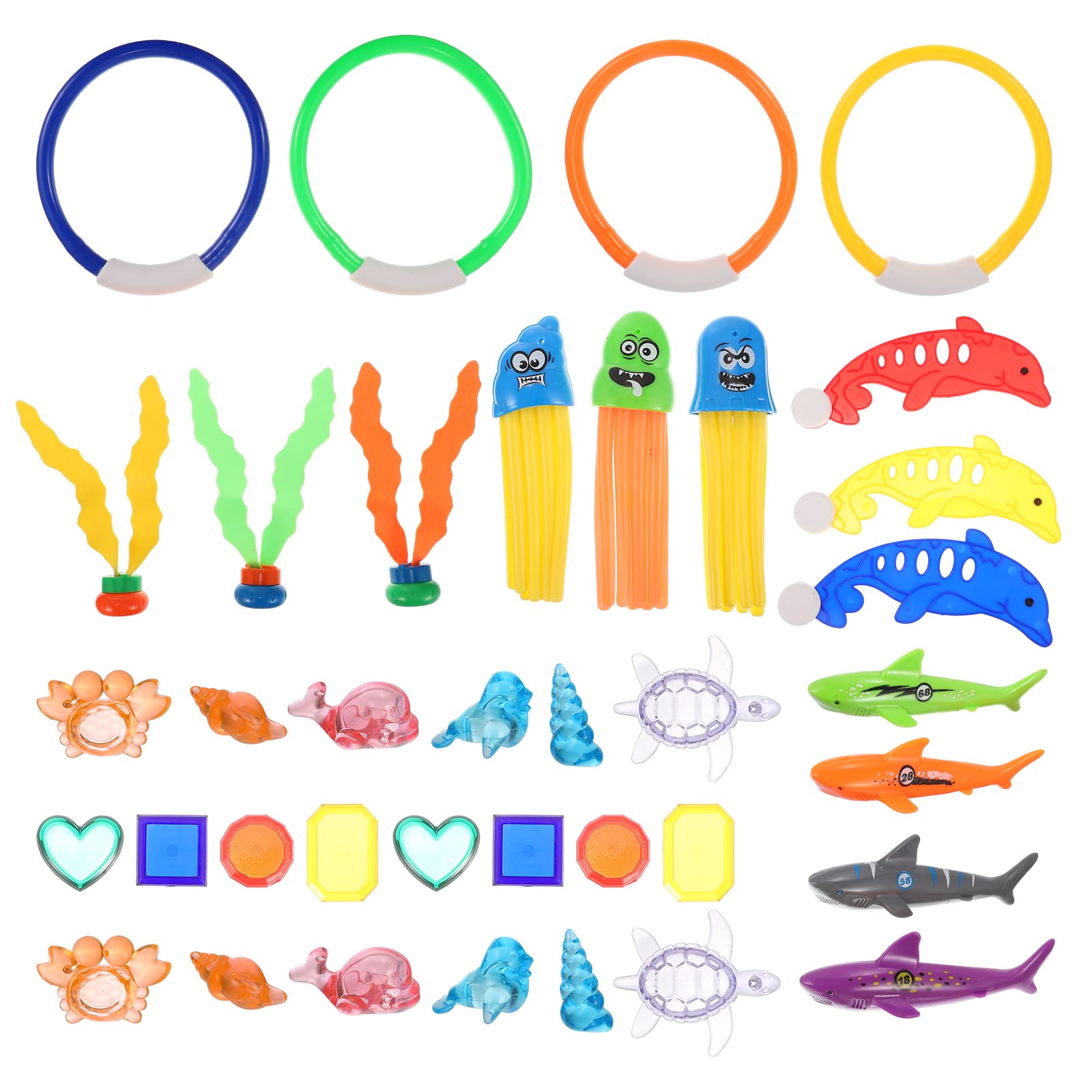 LUOZZY Kids Swimming Pool Toys Set - 12-Piece Underwater Diving Rings, Pirate Treasure & Sea Creature Toys for Outdoor Water Play - Perfect for Pool Parties, Beach Fun & Summer Activities