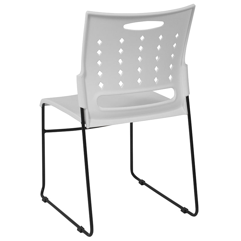 FLASH HERCULES Series 881 lb Capacity Black Sled Base Stackable Chair with Air Vent Back - Heavy Duty Folding Chairs for Events, Banquets, and Conference Rooms
