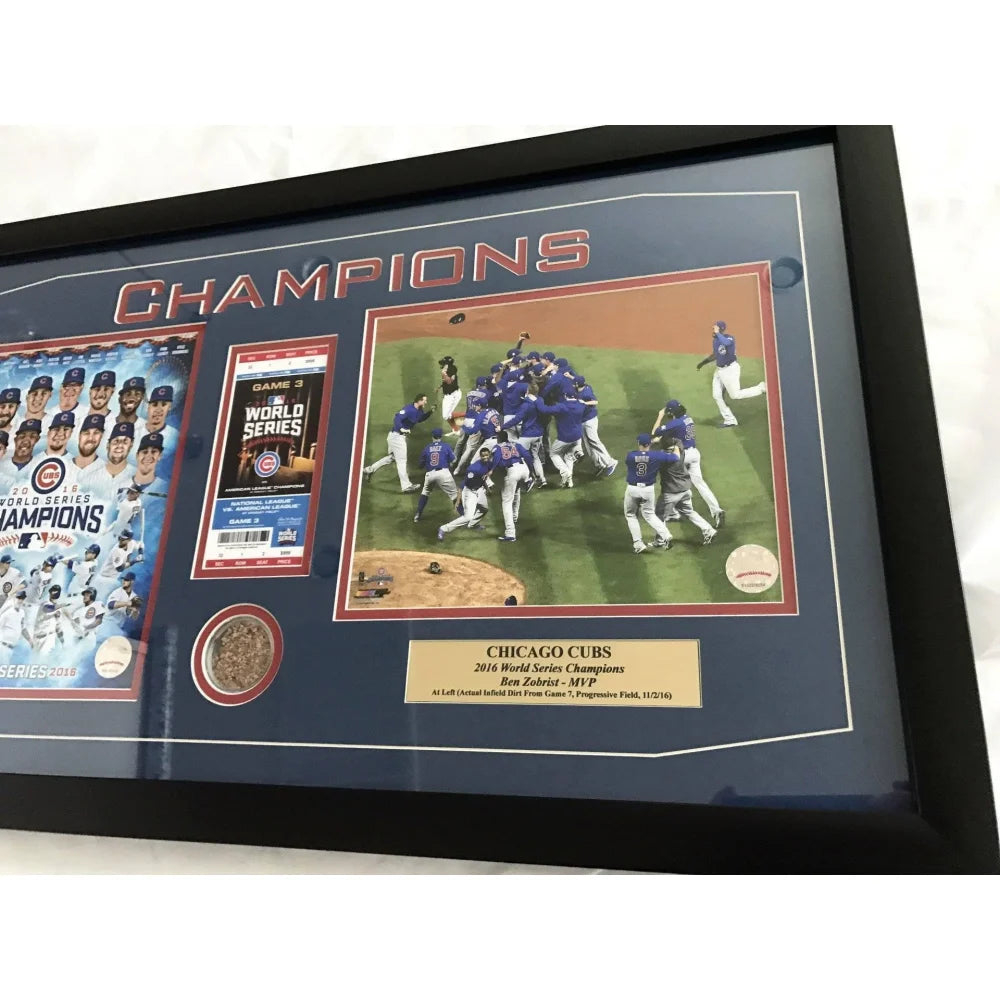 Authentic Chicago Cubs 2016 World Series Game 7 Used Dirt & Ticket Framed Memorabilia - Championship Collectible for Baseball Fans & Sports Decor