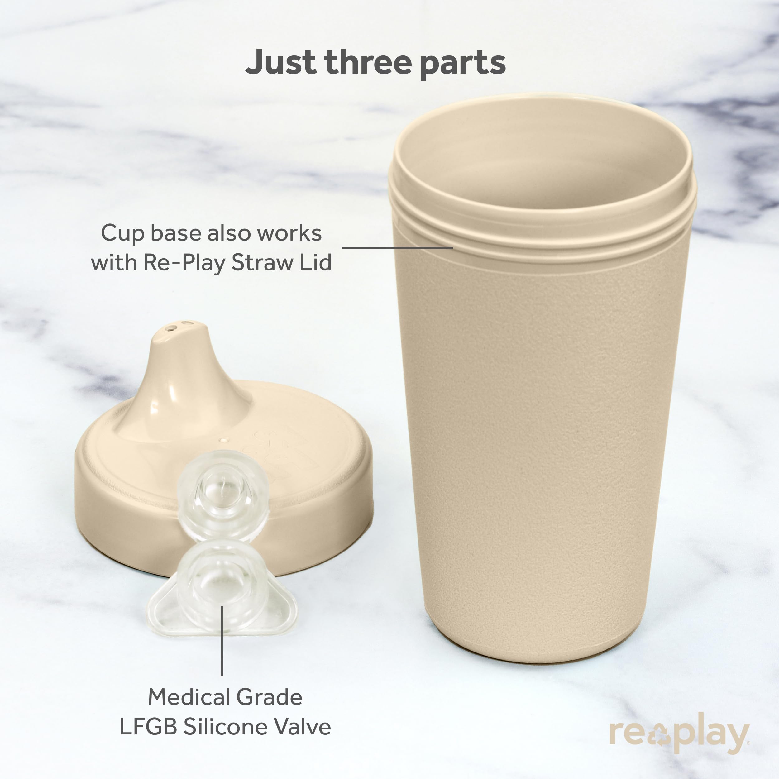 Re-Play USA Made 10 Oz Toddler Sippy Cups, Pack of 4 - BPA-Free Spill Proof Kids Cups for 1-3 Year Olds | Dishwasher & Microwave Safe | Hard Spout Design (3.13