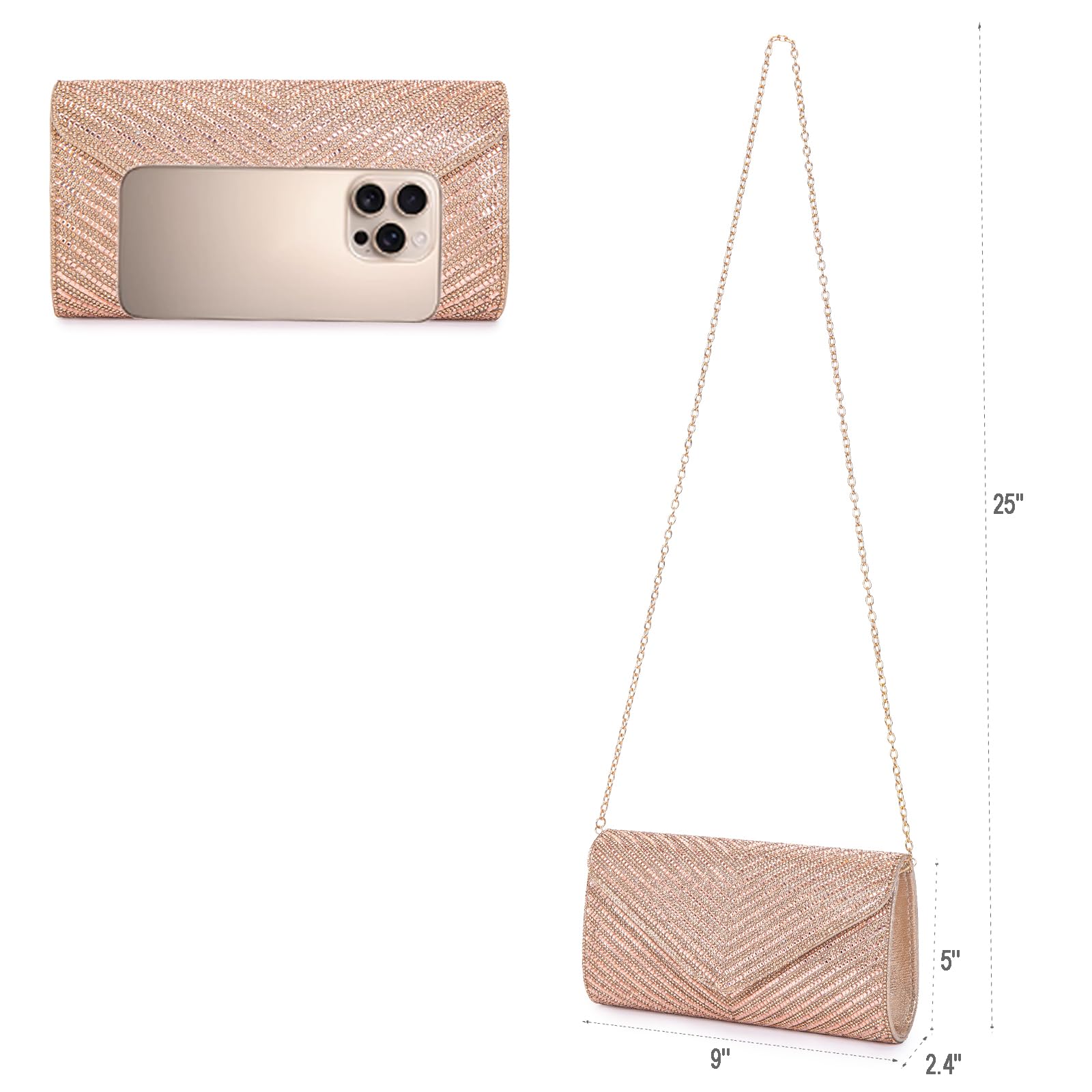 Elegant Women's Evening Handbags - Rhinestone Envelope Clutch Purse for Wedding, Party & Special Occasions | Ladies Crossbody Shoulder Bag with Sparkling Crystals | Perfect for Date Night, Prom & Formal Events