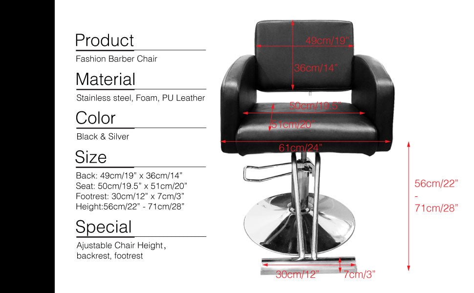 Advanced Compact Hydraulic Styling Chair SC 331 - Ergonomic Salon Hairdressing Chair with Adjustable Height for Barber Shops & Home Use