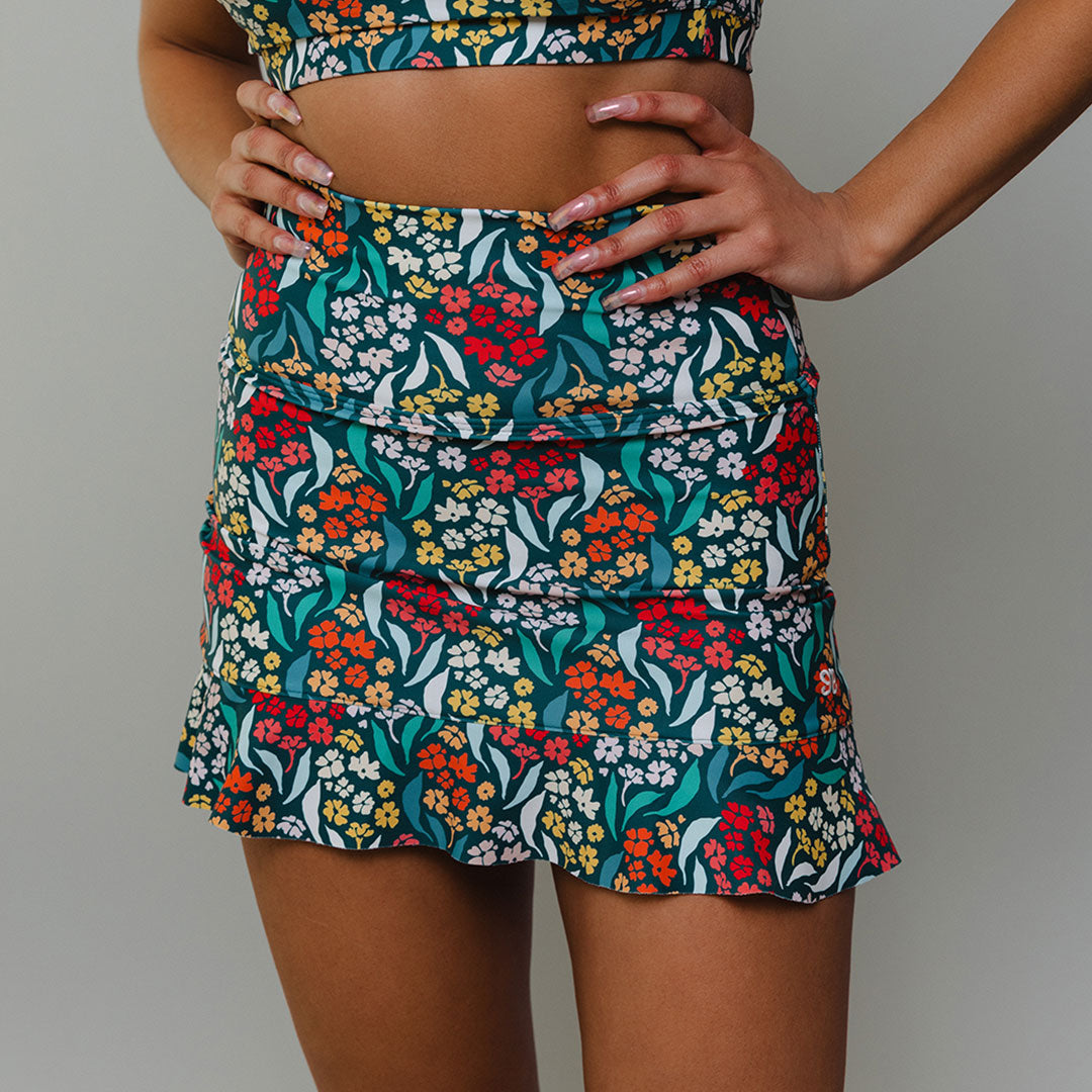 Costa Floral High Waisted Swim Skirt - Floral Print Swimwear with Skirt for Women | Perfect for Beach, Pool & Resort Vacations