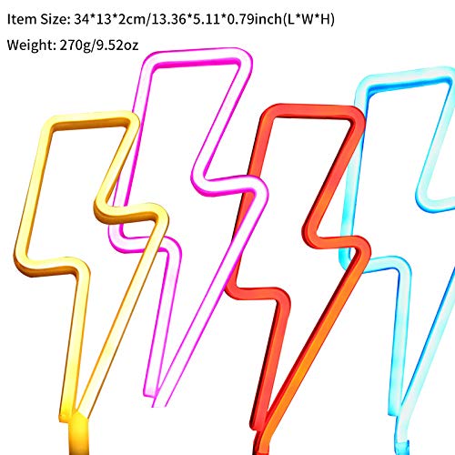 Lightning Bolt LED Neon Lamp - USB & Battery Powered Wall Decor Night Light for Bedroom, Party, Festival, and Home Decoration