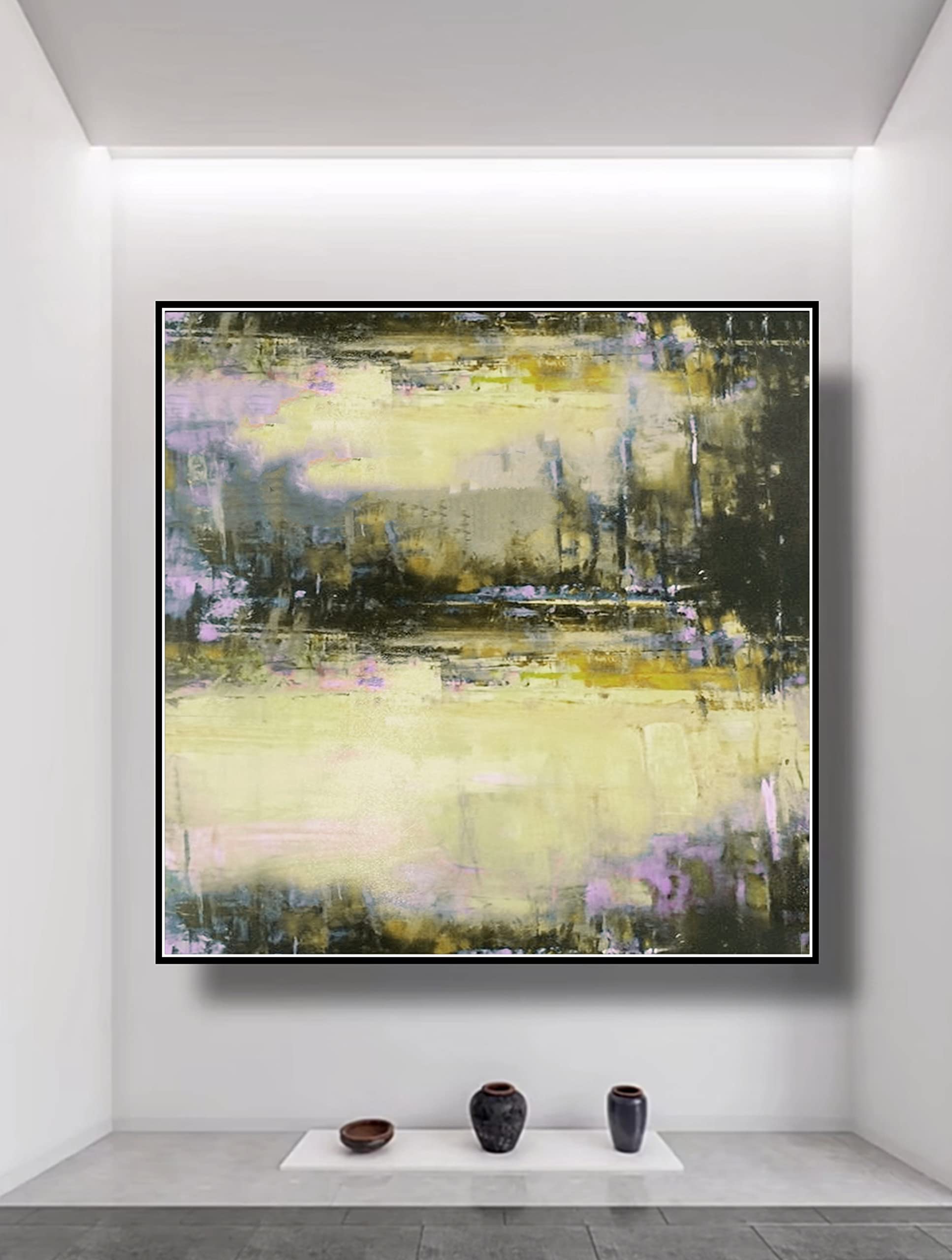 Handmade Abstract Oil Painting on Canvas - 36x36 Inch Large Wall Art for Home & Hotel Decor | Modern Artwork for Living Room, Bedroom & Office