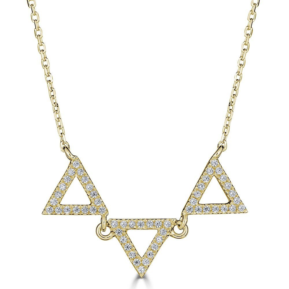 14KT Gold .18 CTW Diamond Open Triangle Necklace for Women - Elegant Layering Piece for Everyday Wear & Special Occasions