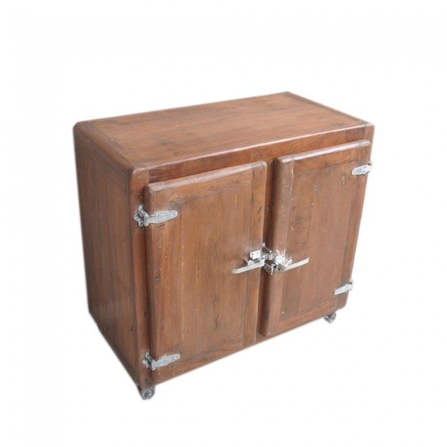 Reclaimed Wood Small Sideboard Buffet Cabinet with Wheels - 47 Inch Rustic Honey Finish | Perfect for Dining Room Storage, Kitchen Organization & Entryway Decor
