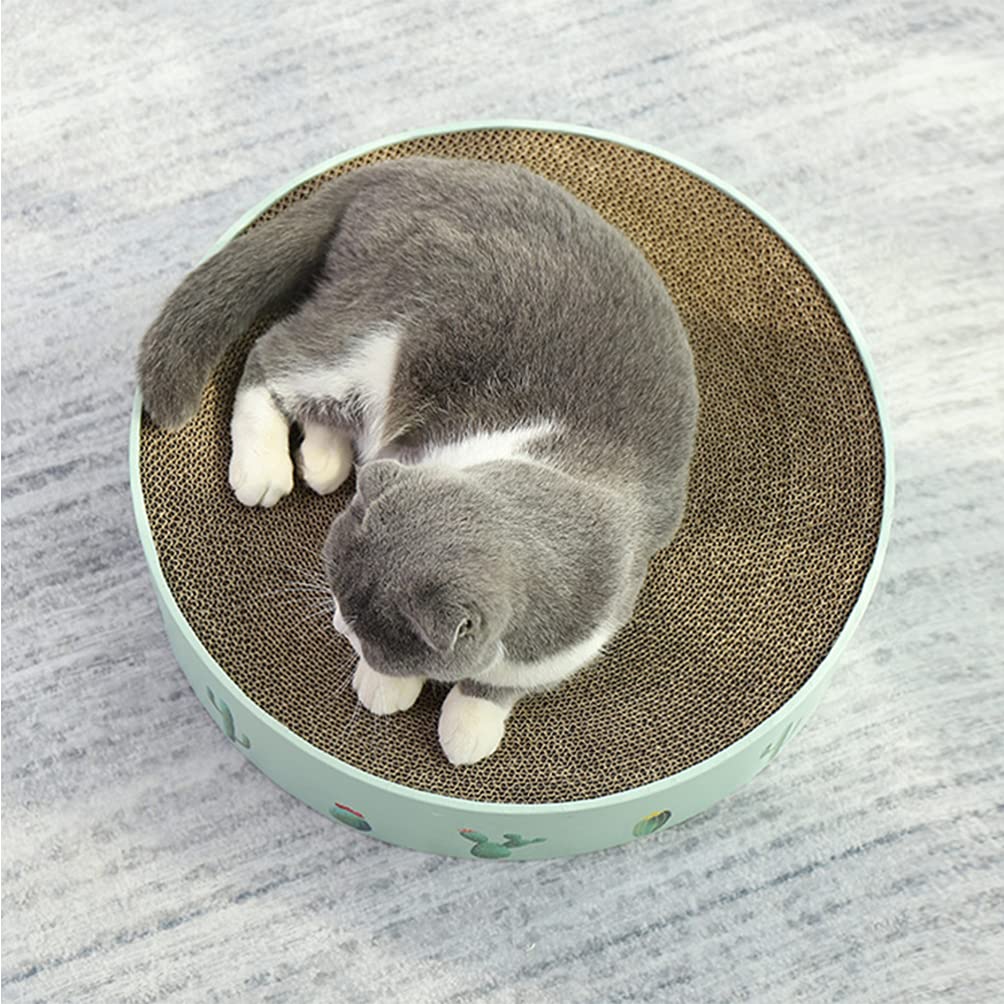 1Pc Cat Scratcher Cardboard Bowl Shape Scratching Board with Cacti Pattern - Durable Cat Scratching Post, Scratch Pad & Bed for Indoor Cats - Perfect for Playtime, Nail Care & Furniture Protection