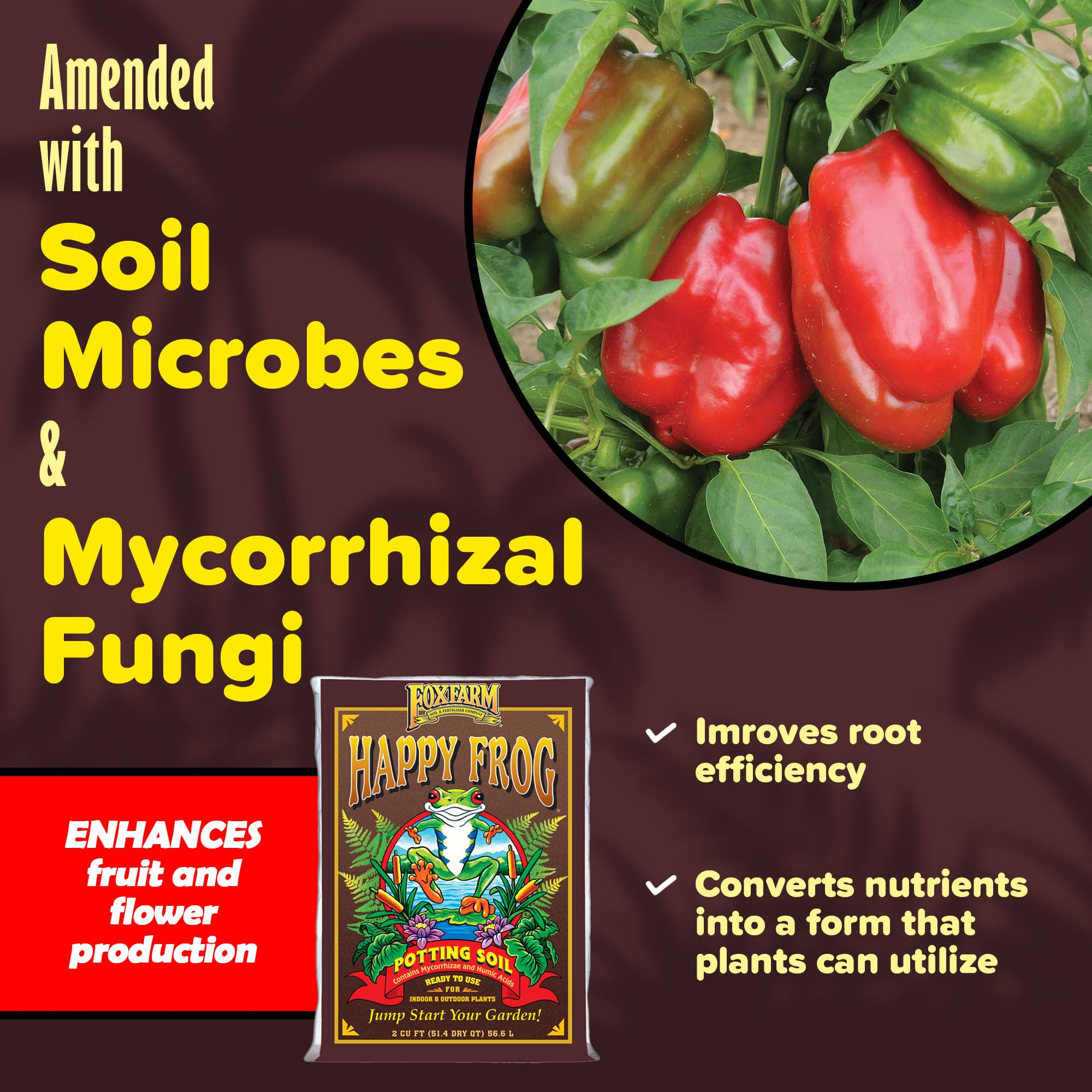 FoxFarm Happy Frog Potting Soil 2 Cubic Feet - Organic Potting Mix for Indoor & Outdoor Plants, Enhances Root Growth with pH Balanced Formula - Contains Mycorrhizae & Humic Acids - Perfect for Container Gardening, Houseplants, and Vegetable Gardens