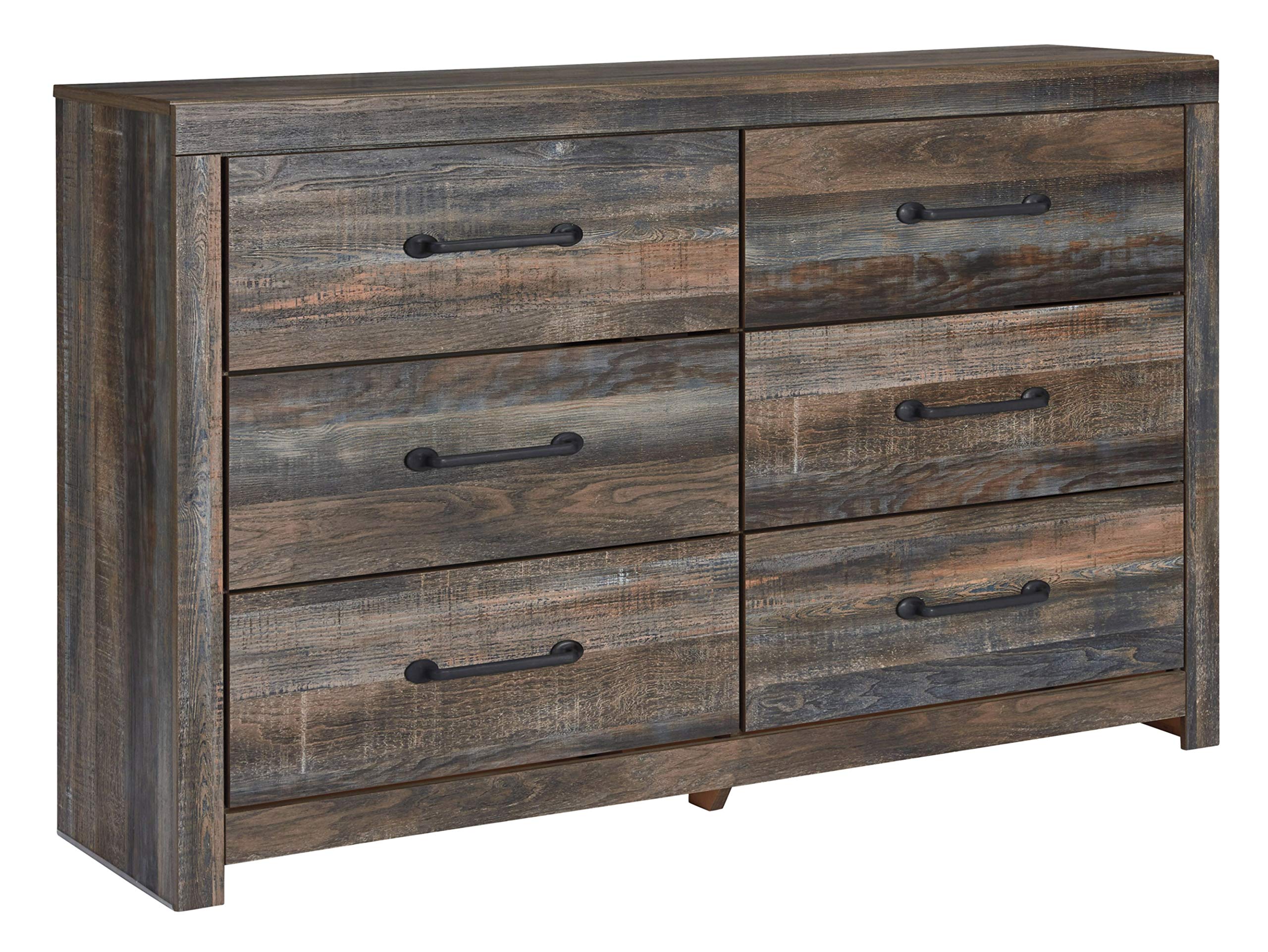 Signature Design by Ashley Drystan Rustic Industrial 6-Drawer Dresser in Weatherworn Brown - Perfect for Bedroom Storage & Farmhouse Decor