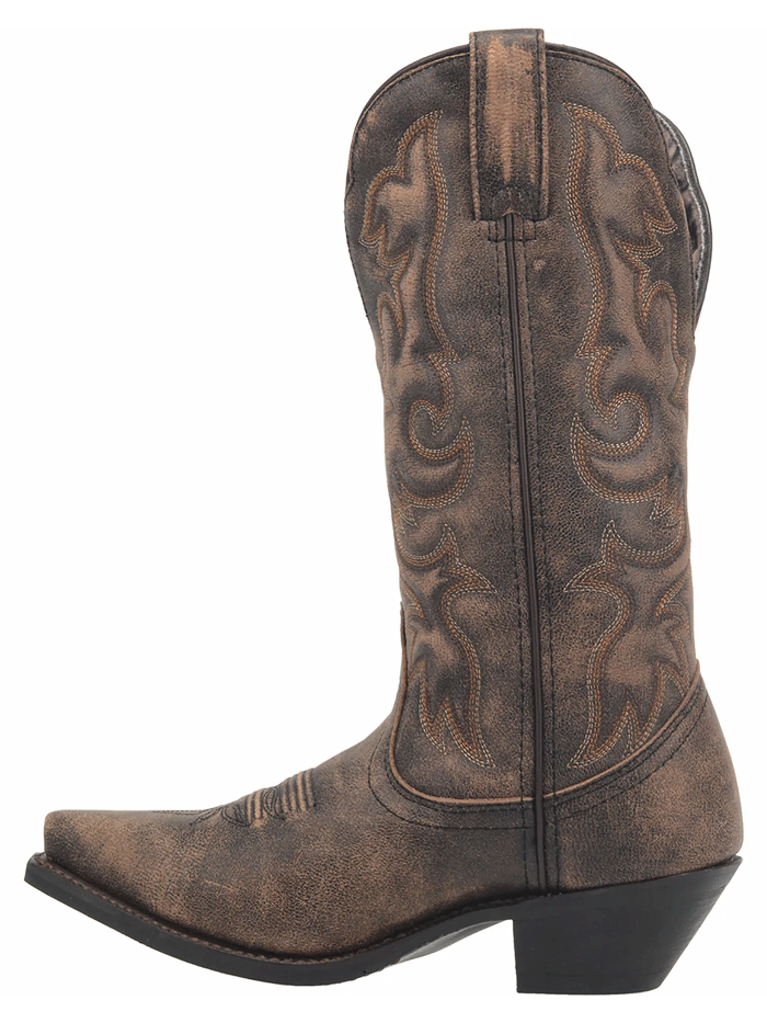Laredo 51079 Women's Wide Calf Leather Boots - Black & Tan for Comfortable All-Day Wear | Perfect for Work, Casual Outfits & Western Fashion