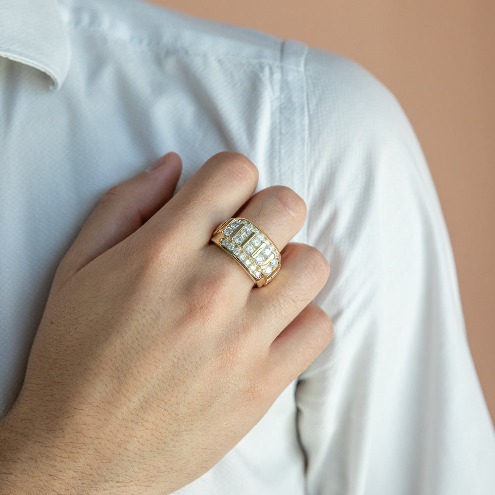 9ct Yellow Gold 3 Carat Diamond Men's Wedding Band Ring - Luxury Engagement & Anniversary Gift for Him - Perfect for Proposals, Weddings & Special Occasions
