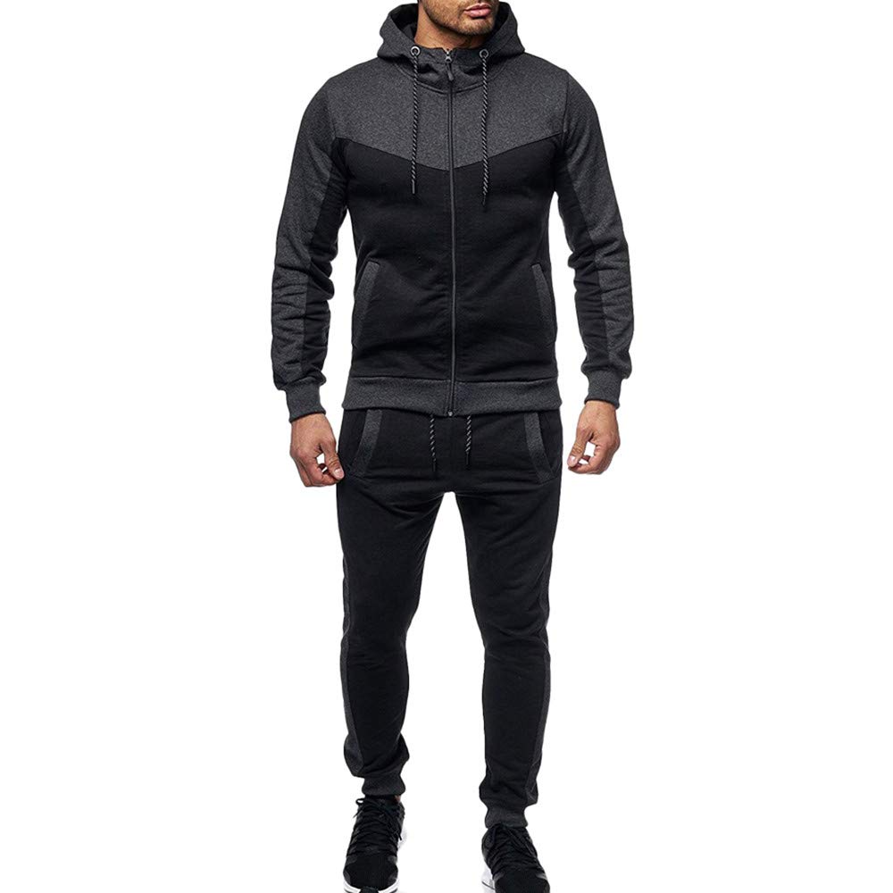 Men's Fleece Tracksuit Set - Winter Warm Sports Jogging Suit with Hoodie & Sweatpants for Running, Gym, and Outdoor Activities