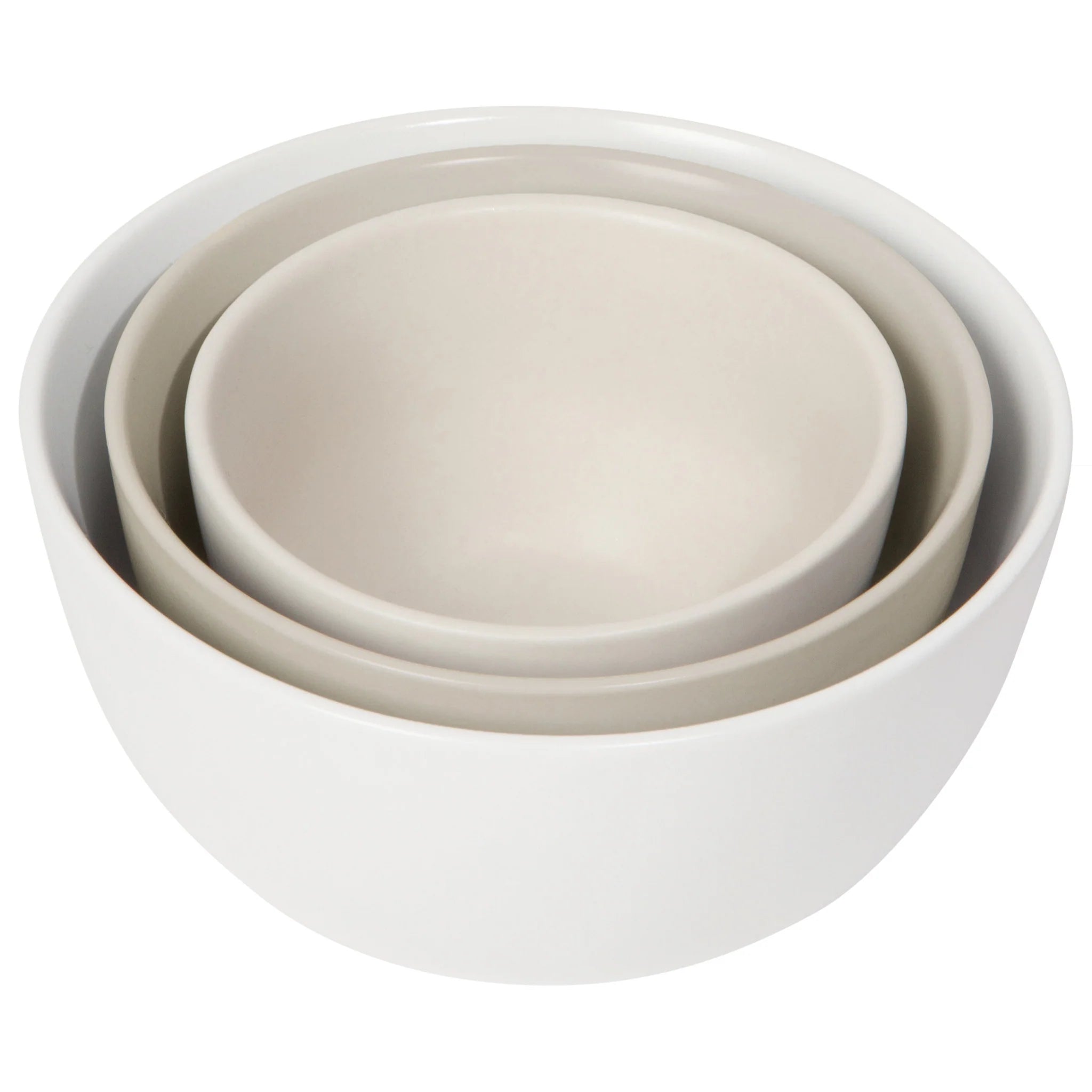 Now Designs Stoneware Prep Bowls Set of 3 - Matte White Ceramic Mixing Bowls for Baking, Cooking & Food Prep | Durable Kitchen Essentials for Mixing, Serving & Storing