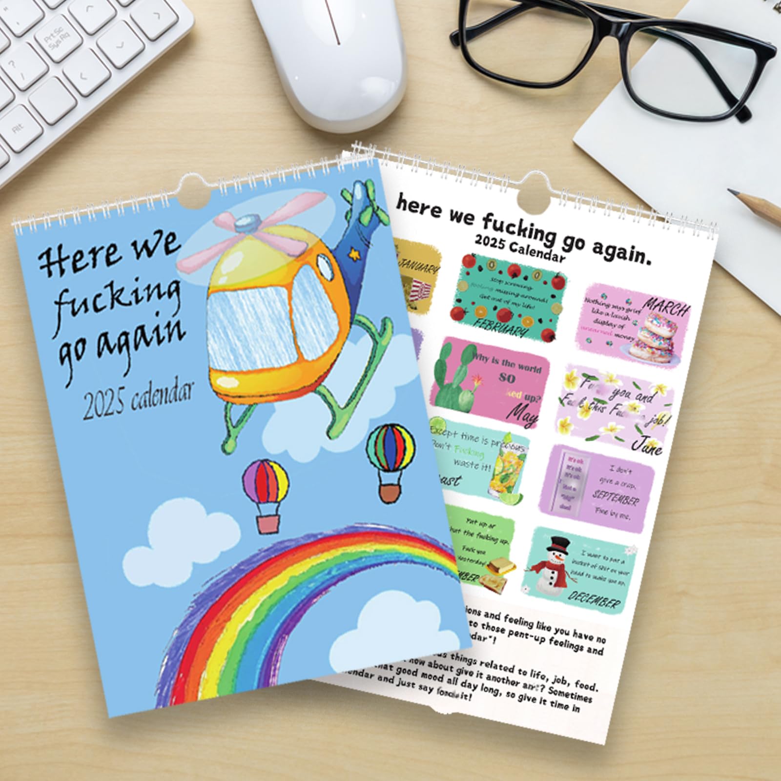 2025 Funny Wall Calendar - Monthly Friends Advent Calendar for Home & Office | Hilarious Gag Gift for Friends | Perfect for Work Desks, Holiday Decor & White Elephant Gifts