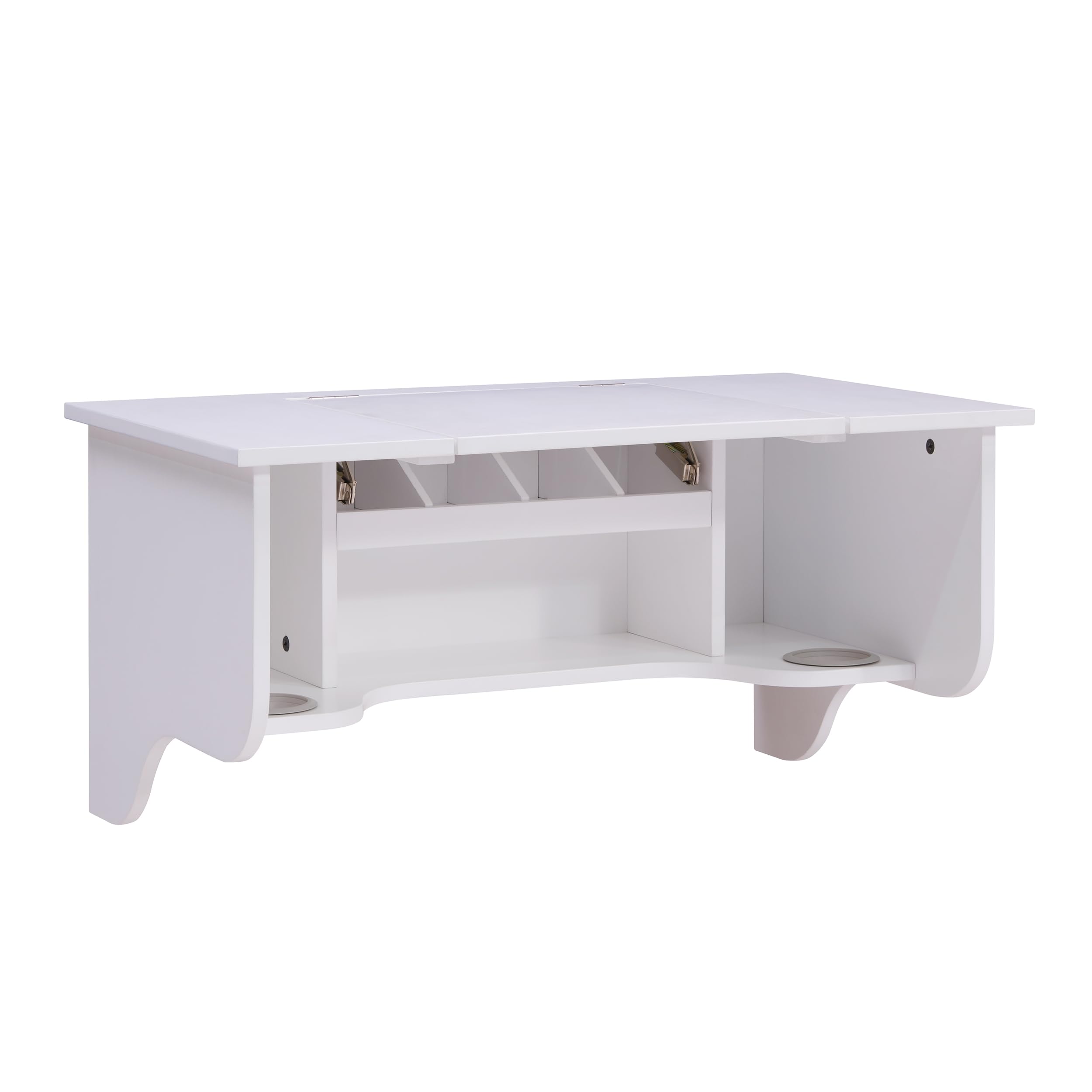 SEI Furniture White Wall Mount Ledge with Vanity Mirror - Transitional Style Shelf for Bathroom, Bedroom & Entryway Decor