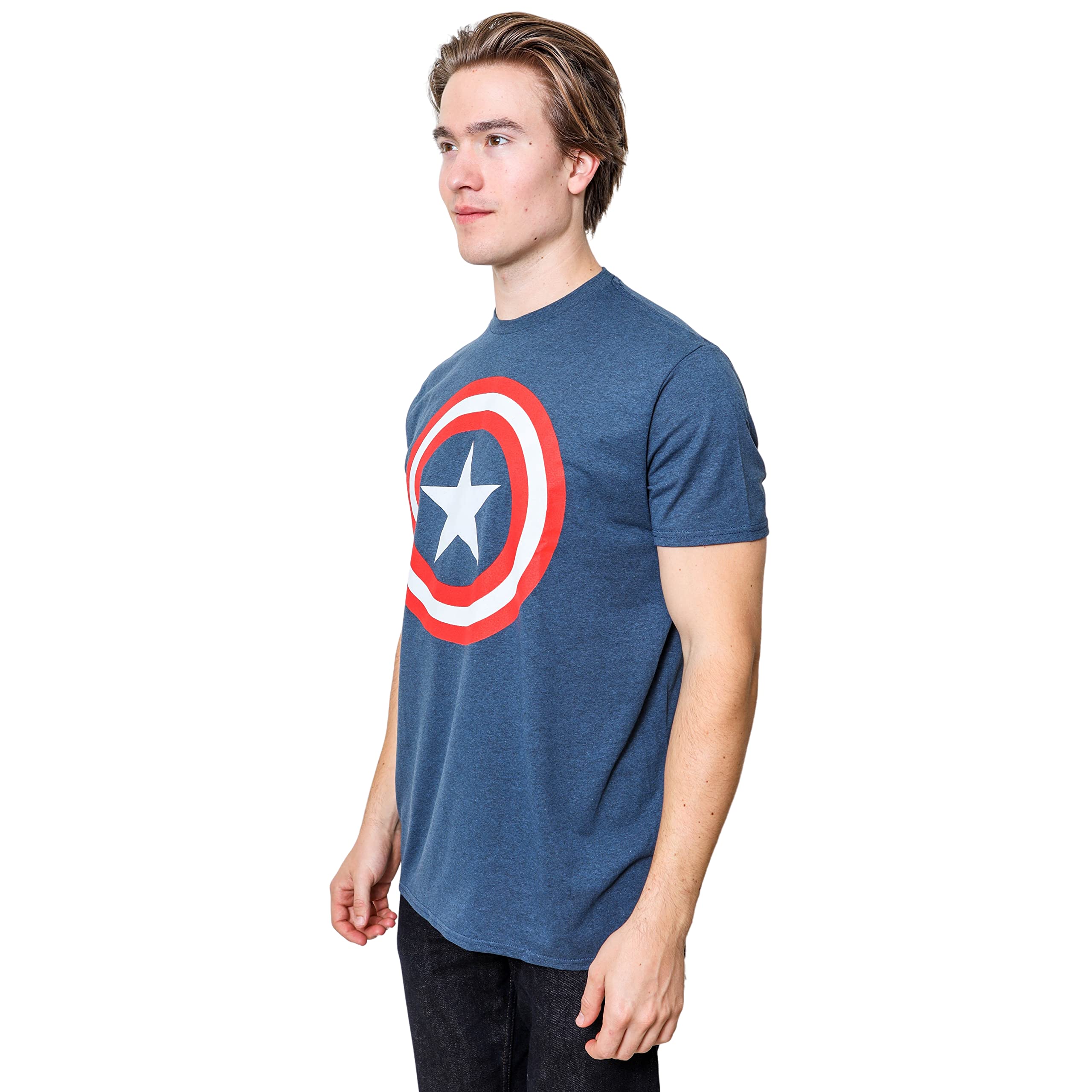 Marvel Captain America Distressed Shield Logo Men's T-Shirt | Superhero Graphic Tee for Fans & Collectors | Casual Wear, Cosplay & Comic Con Outfits