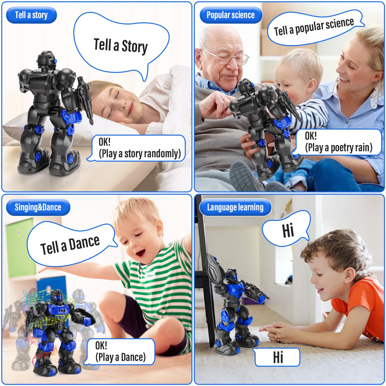 Smart Programmable Robot Toy for Kids Ages 3-12 - Remote Control & Gesture Sensing Rechargeable Dancing Robot - STEM Learning Toy for Boys & Girls | Birthday Gift, Classroom Activity, Interactive Playtime
