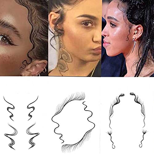Ludress Temporary Hair Tattoos for Baby Hair & Edges - Waterproof DIY Hairstyling Stickers, Long-Lasting Hairline Stickers with Curly Template - Perfect for Salon, Parties, Weddings & Cosplay (Style B-3)