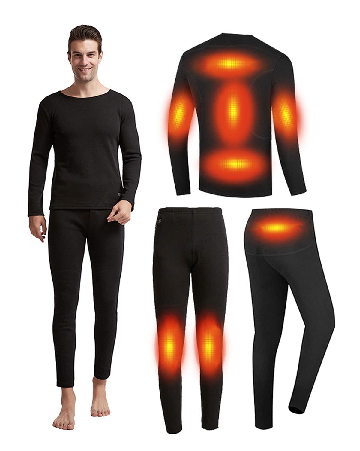Men's USB Electric Heated Thermal Underwear Set - Winter Heated Pants & Shirt for Outdoor Activities, Skiing, Camping & Cold Weather Travel