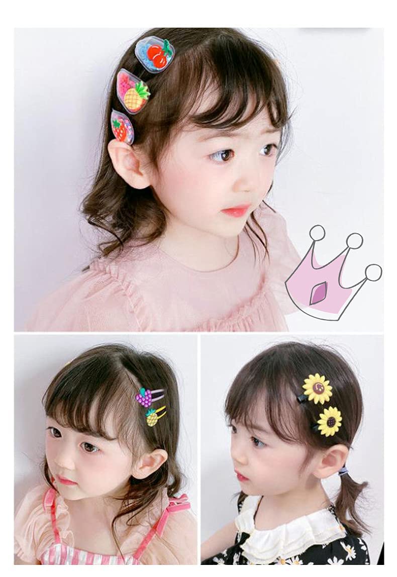 Vinayakart 14 Pcs Kids Hair Clips Set - Cute Character Snap Hairpins for Girls, Pink Hair Accessories for Toddlers & Small Girls | Perfect for School, Parties & Daily Styling