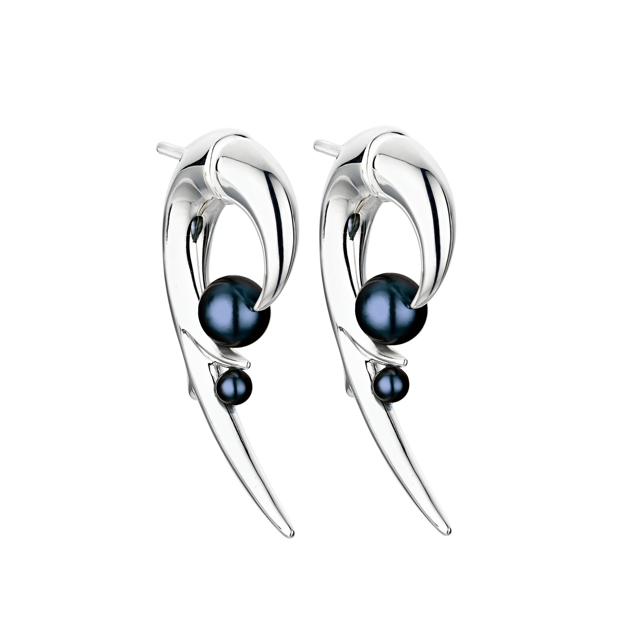 Elegant Black Pearl Earrings for Women - Hooked Design, Perfect for Parties, Weddings & Special Occasions