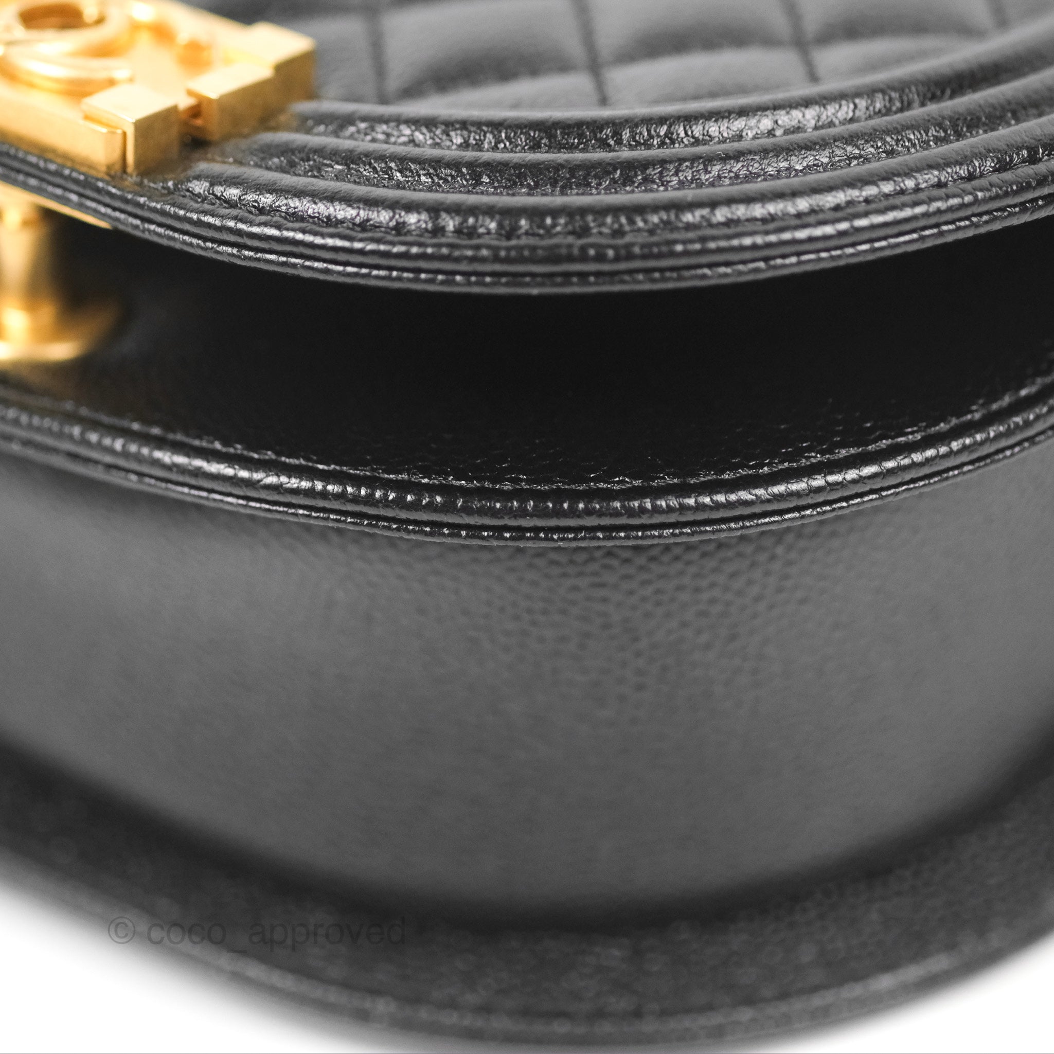 Chanel Boy Messenger Bag Black Caviar Leather with Aged Gold Hardware - Luxury Crossbody Bag for Women, Perfect for Work, Travel & Evening Events