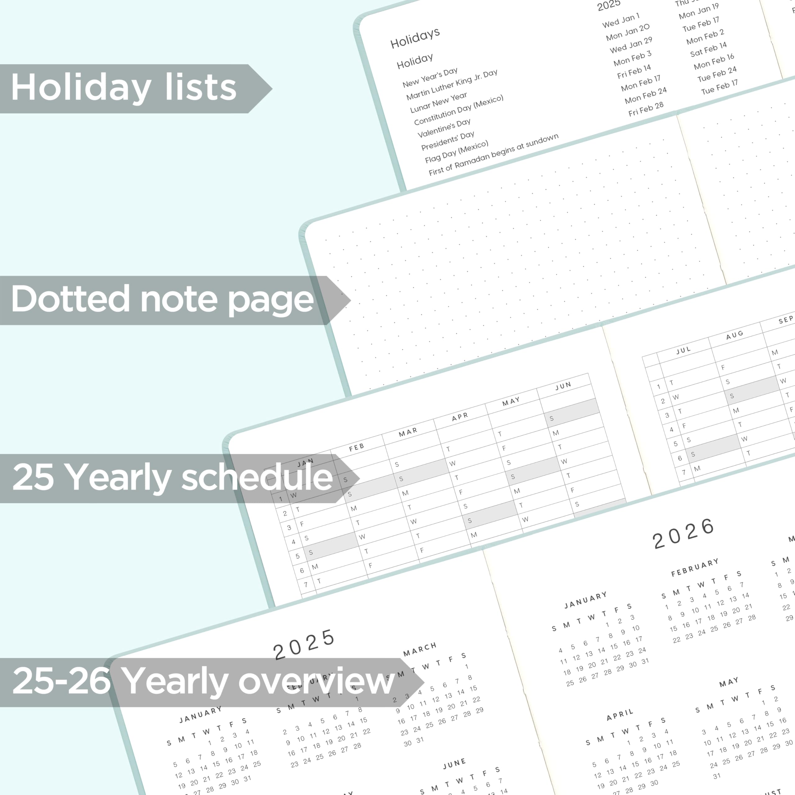 2025 Daily Weekly Monthly Planner - A5 Size (5.7