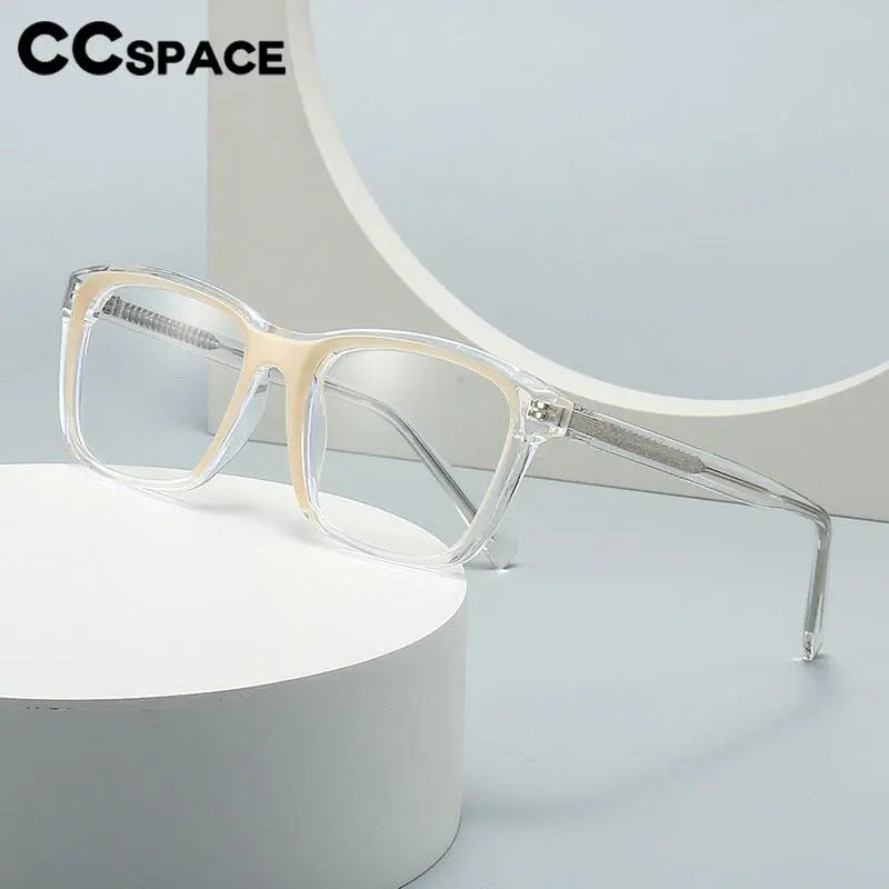 CCspace Unisex Full Rim Square Plastic Eyeglasses 56841 - Stylish & Lightweight Frames for Men & Women - Perfect for Reading, Work & Everyday Wear