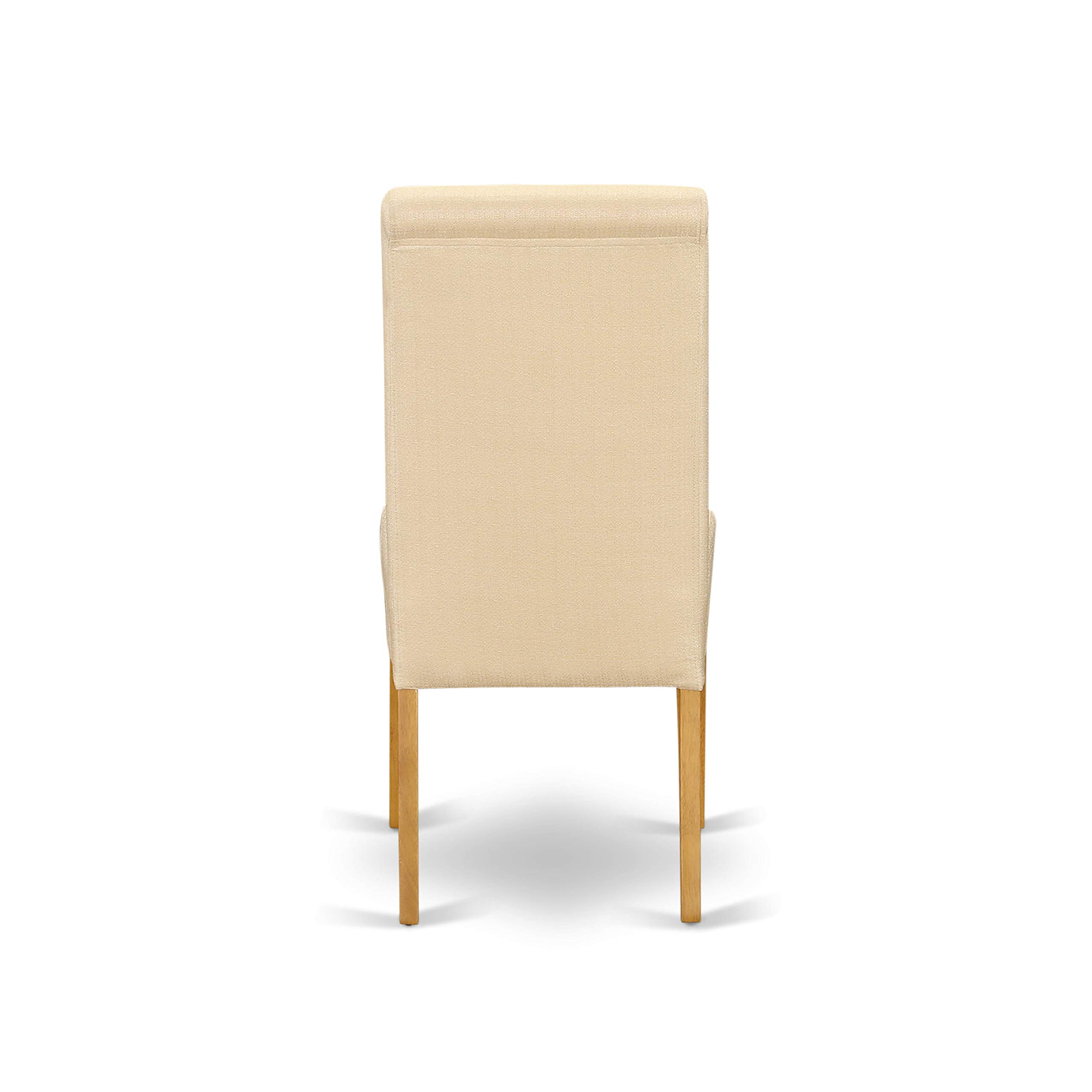 East West Furniture 3-Piece Kitchen Table & Chairs Set - 36x54 Inch Oak Rectangle Dining Table with Drop Leaf & 2 Light Beige Linen Parsons Chairs (MZBA3-OAK-02) | Perfect for Small Spaces, Breakfast Nooks & Cozy Dining Areas