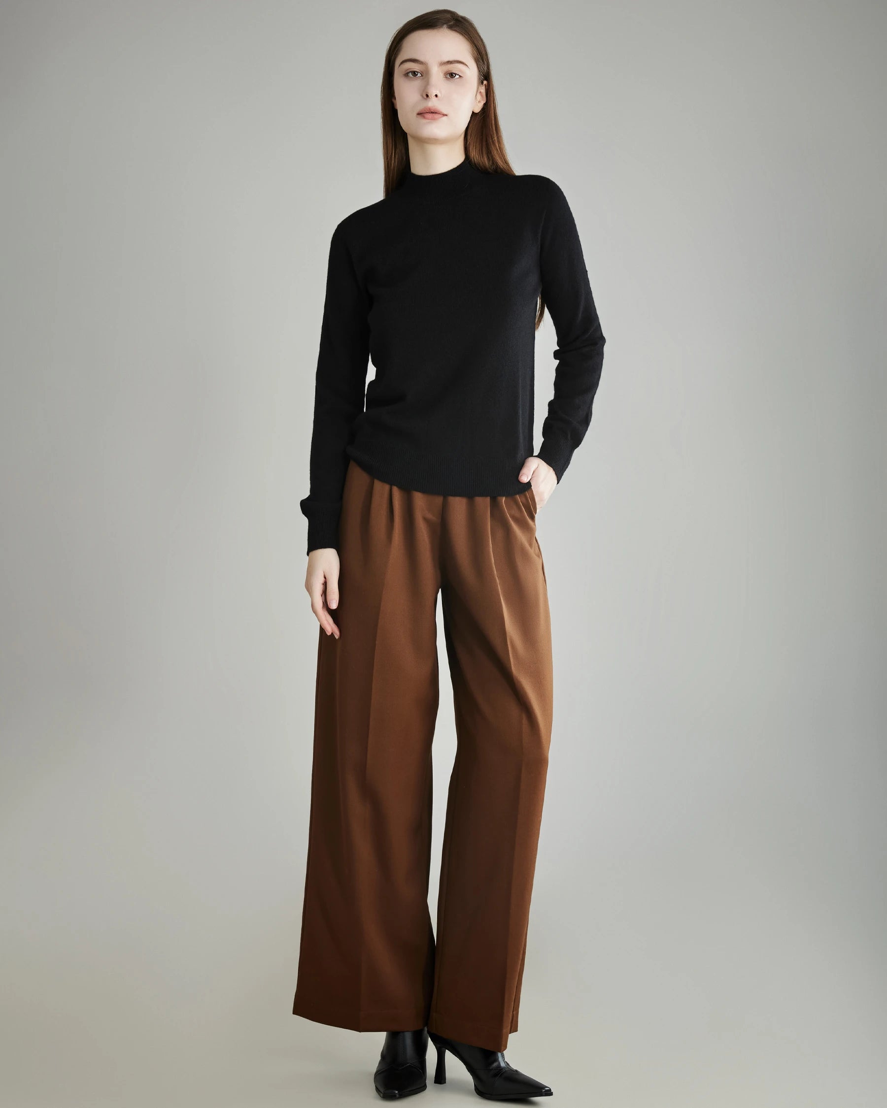 Luxury Cashmere Mock Neck Sweater for Women - Soft & Warm Winter Pullover - Perfect for Office, Travel & Casual Outfits